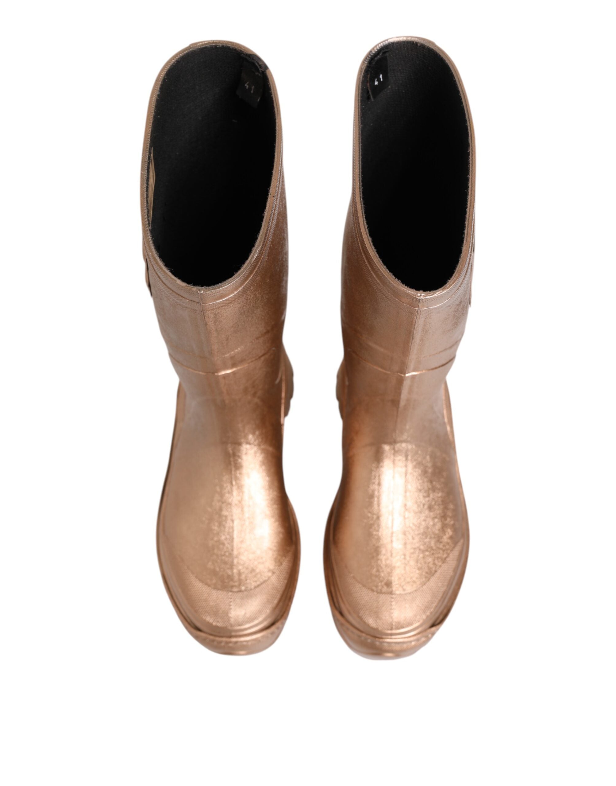 Dolce & Gabbana Rose Gold Gummi Pull On Regen Stiefel Schuhe-4