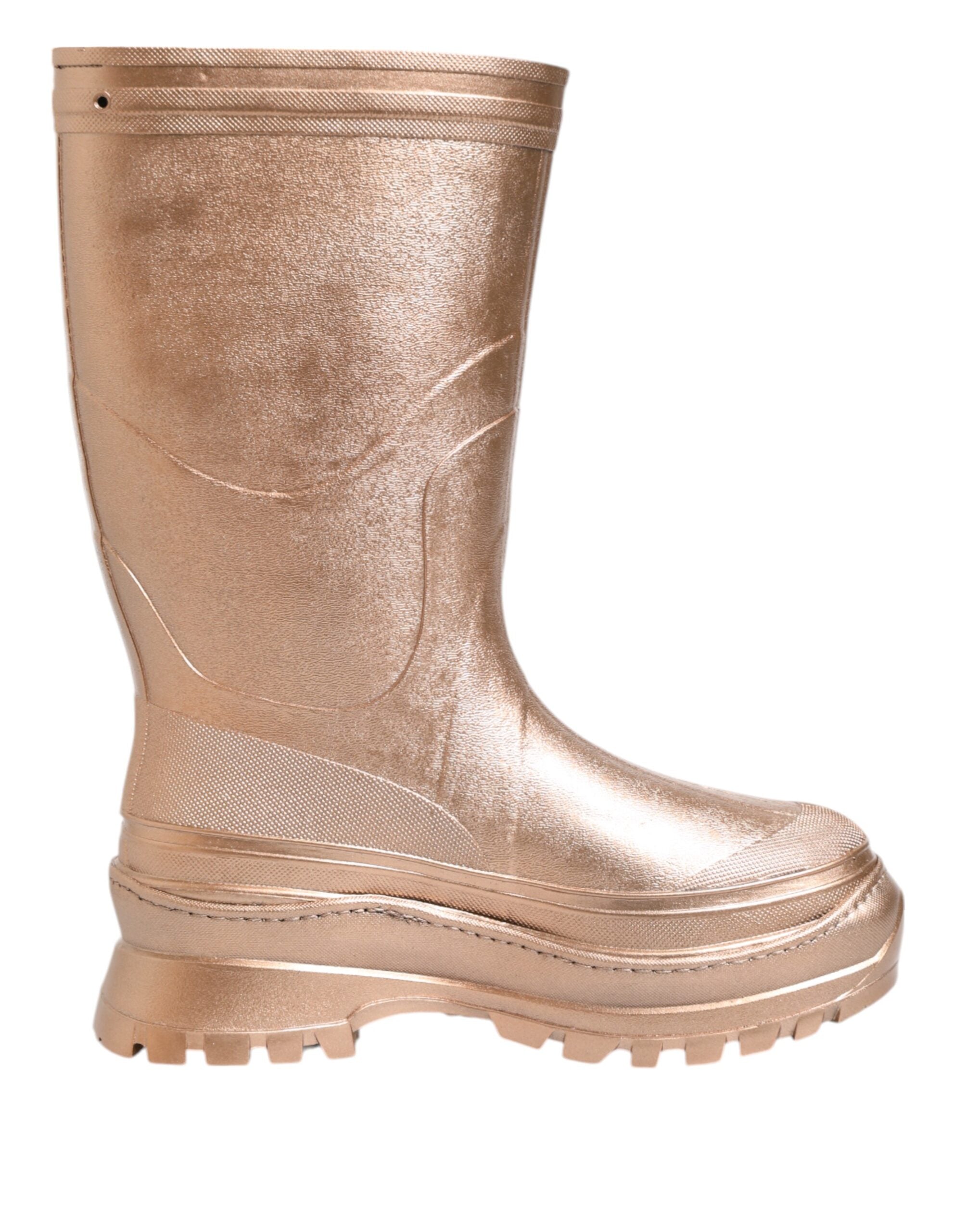 Dolce & Gabbana Rose Gold Gummi Pull On Regen Stiefel Schuhe-7