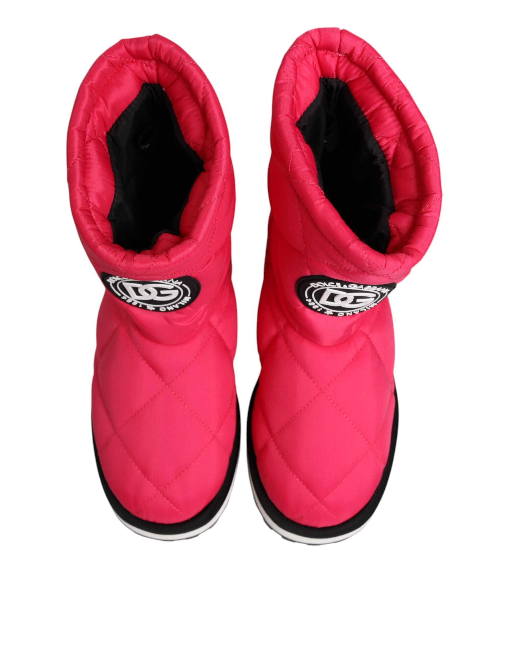 Dolce & Gabbana Rosa Weiß Viskose Gepolsterte Mittlere Wadenstiefel Schuhe-4
