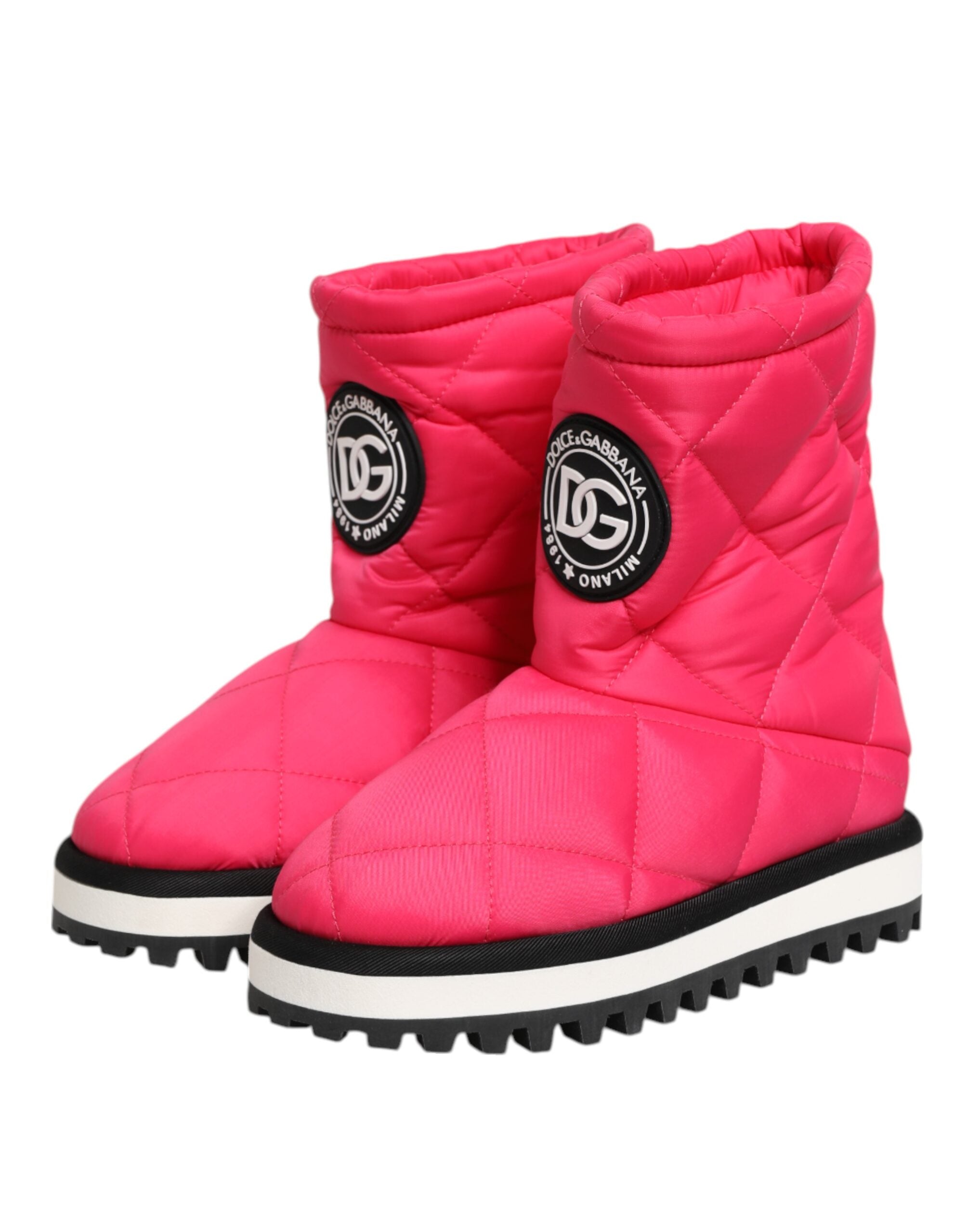 Dolce & Gabbana Rosa Weiß Viskose Gepolsterte Mittlere Wadenstiefel Schuhe-5