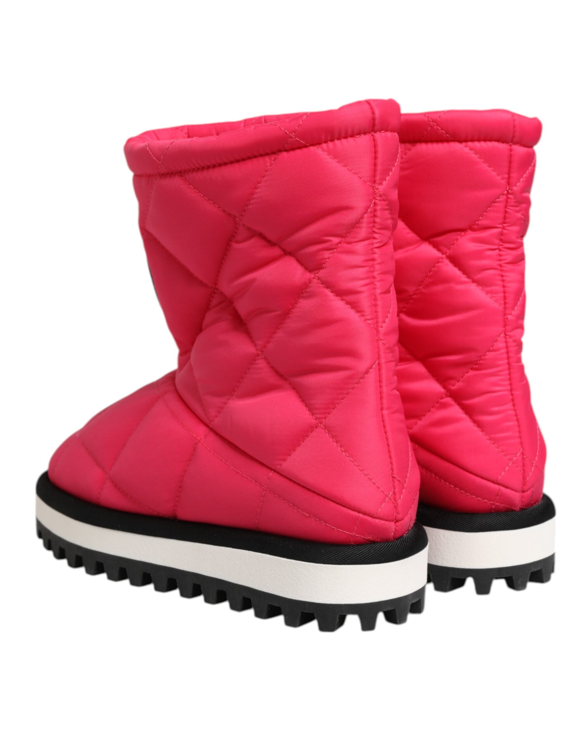 Dolce & Gabbana Rosa Weiß Viskose Gepolsterte Mittlere Wadenstiefel Schuhe-6