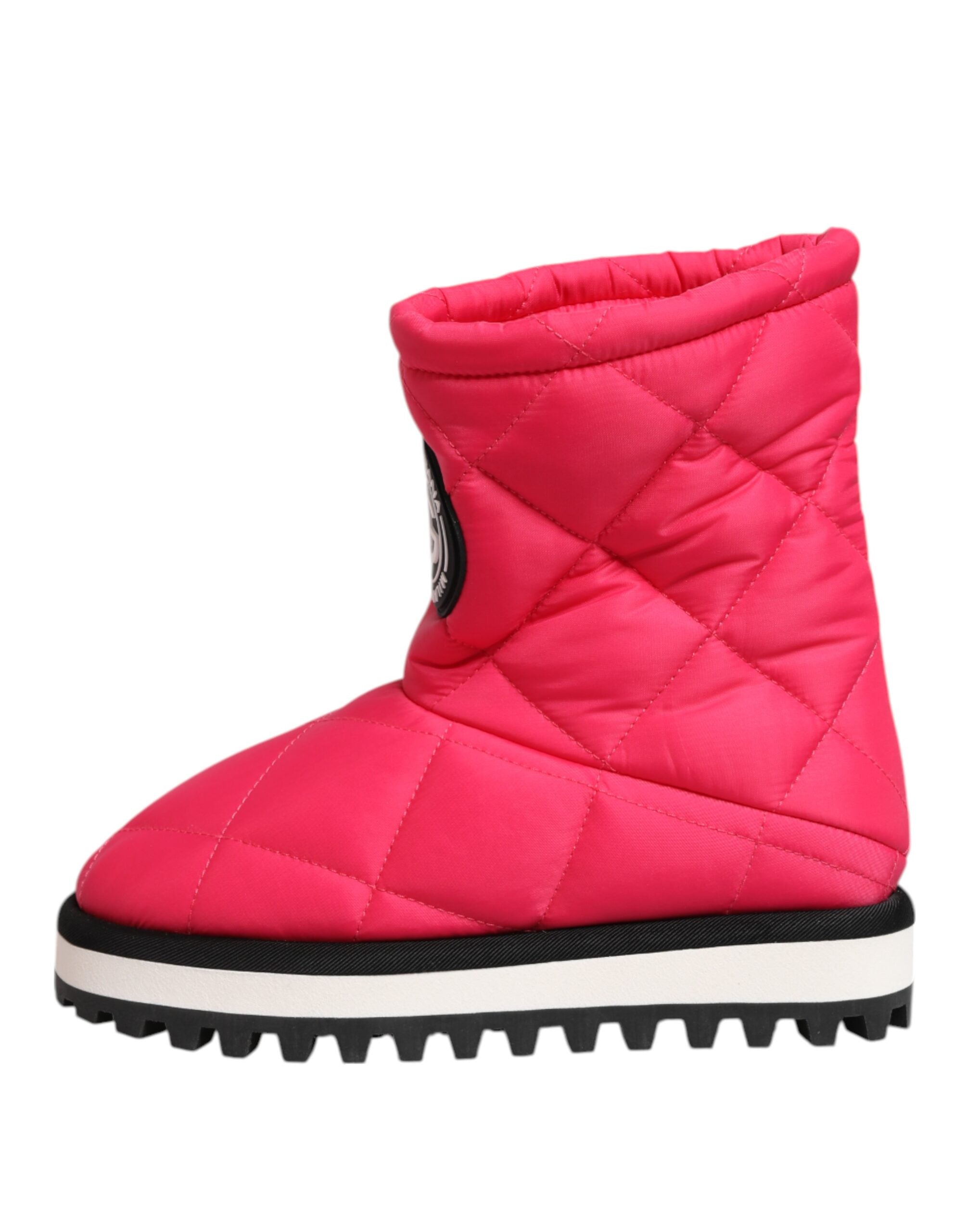 Dolce & Gabbana Rosa Weiß Viskose Gepolsterte Mittlere Wadenstiefel Schuhe-7