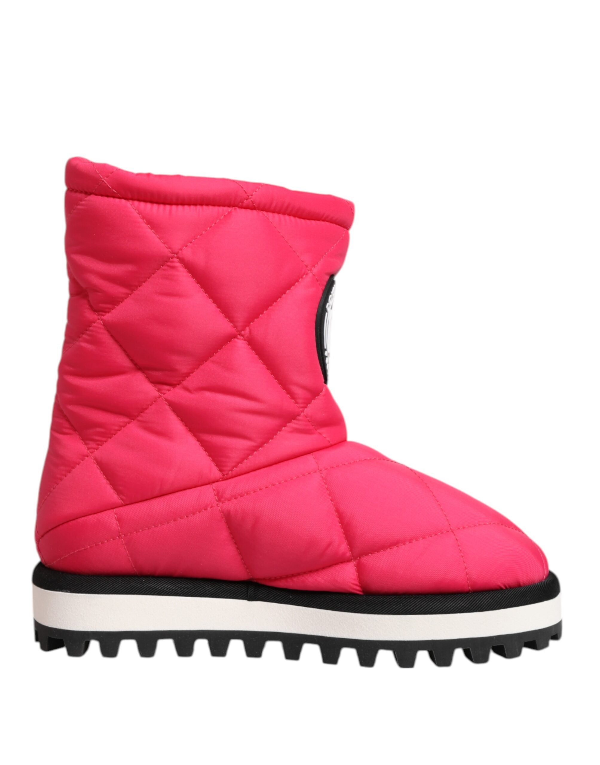 Dolce & Gabbana Rosa Weiß Viskose Gepolsterte Mittlere Wadenstiefel Schuhe-2