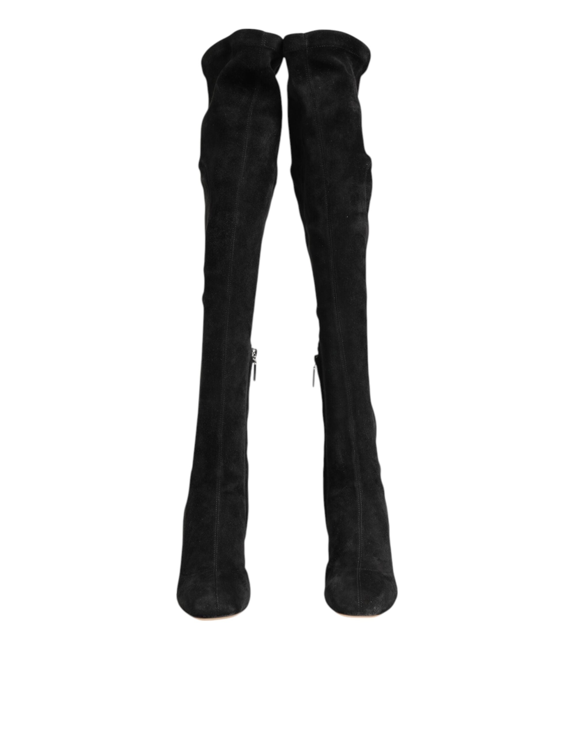 Dolce & Gabbana Black knee-high suede boots-3