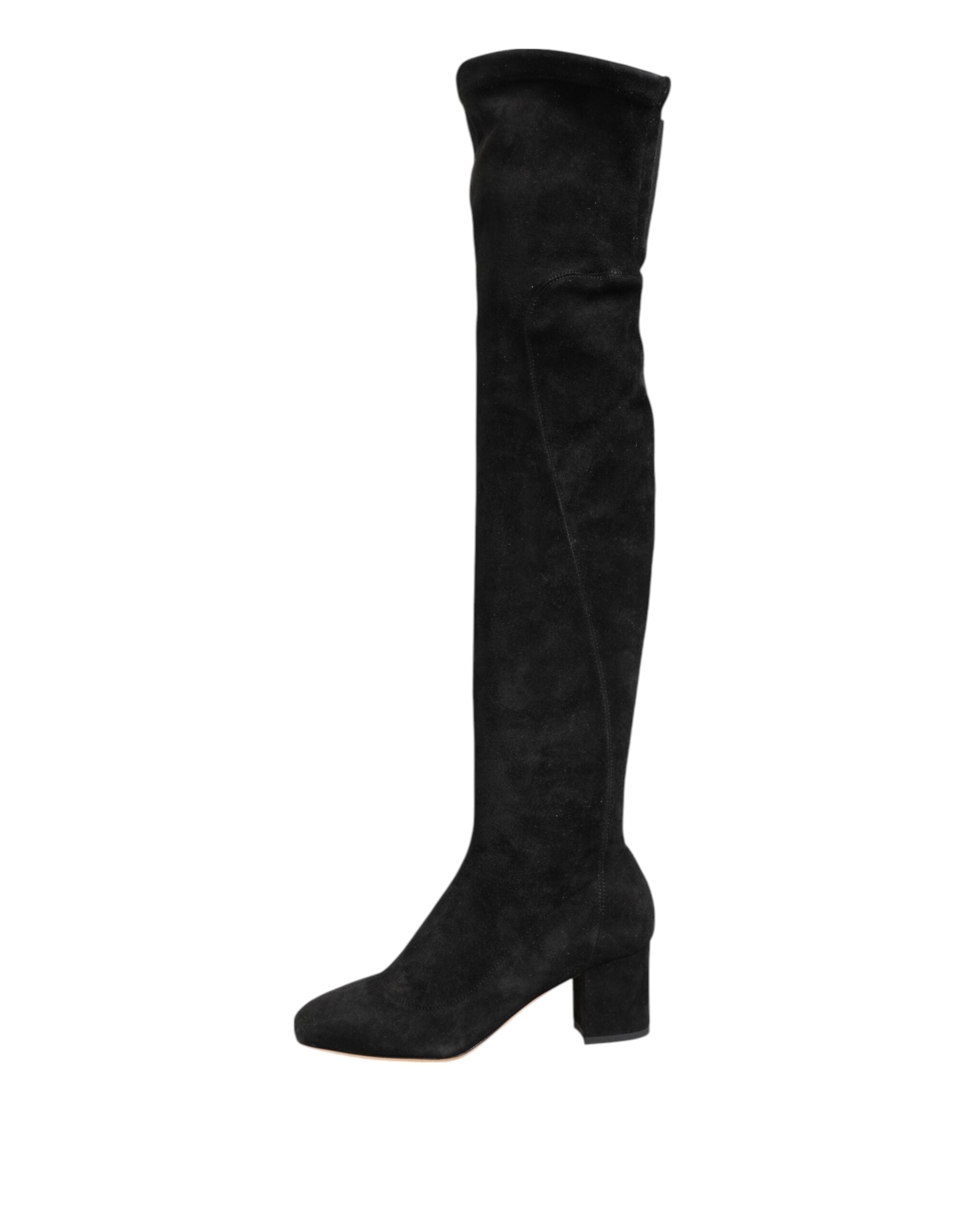 Dolce & Gabbana Black knee-high suede boots-7