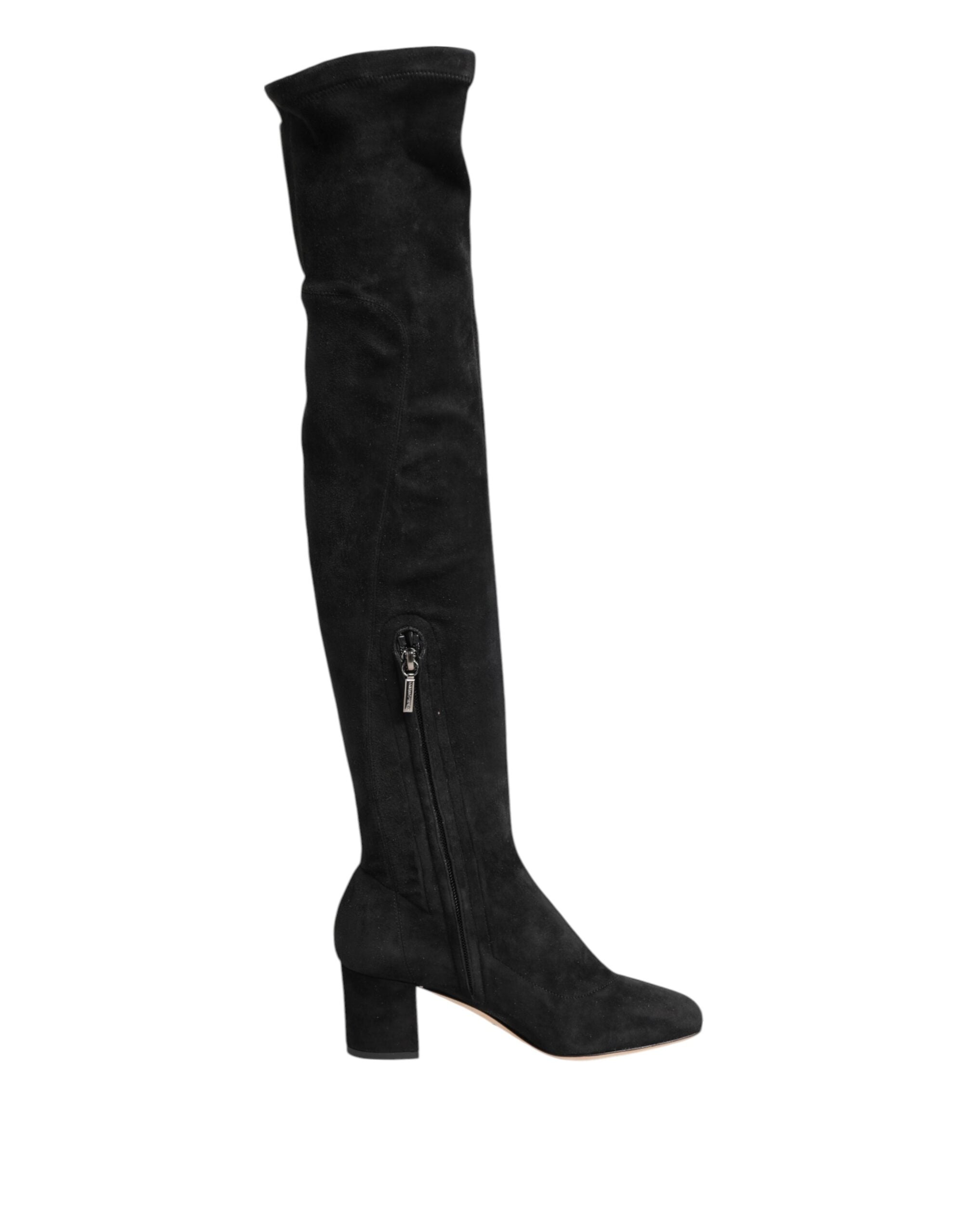 Dolce & Gabbana Black knee-high suede boots-2