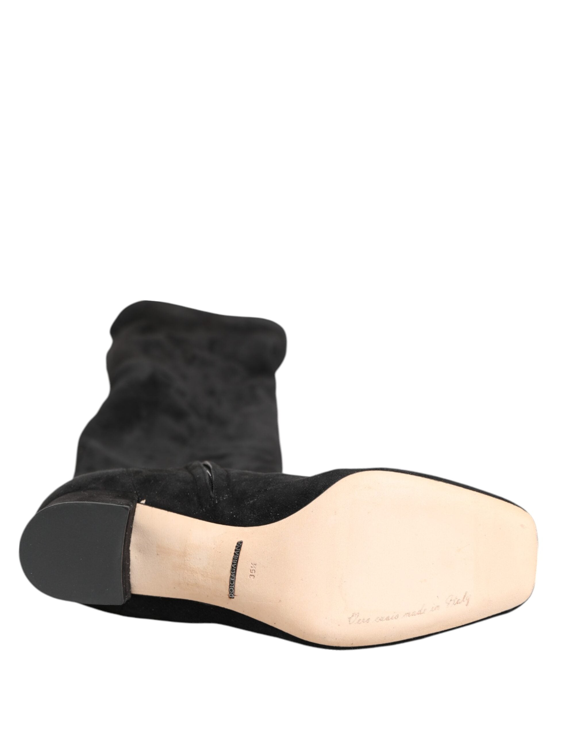 Dolce & Gabbana Black knee-high suede boots-8