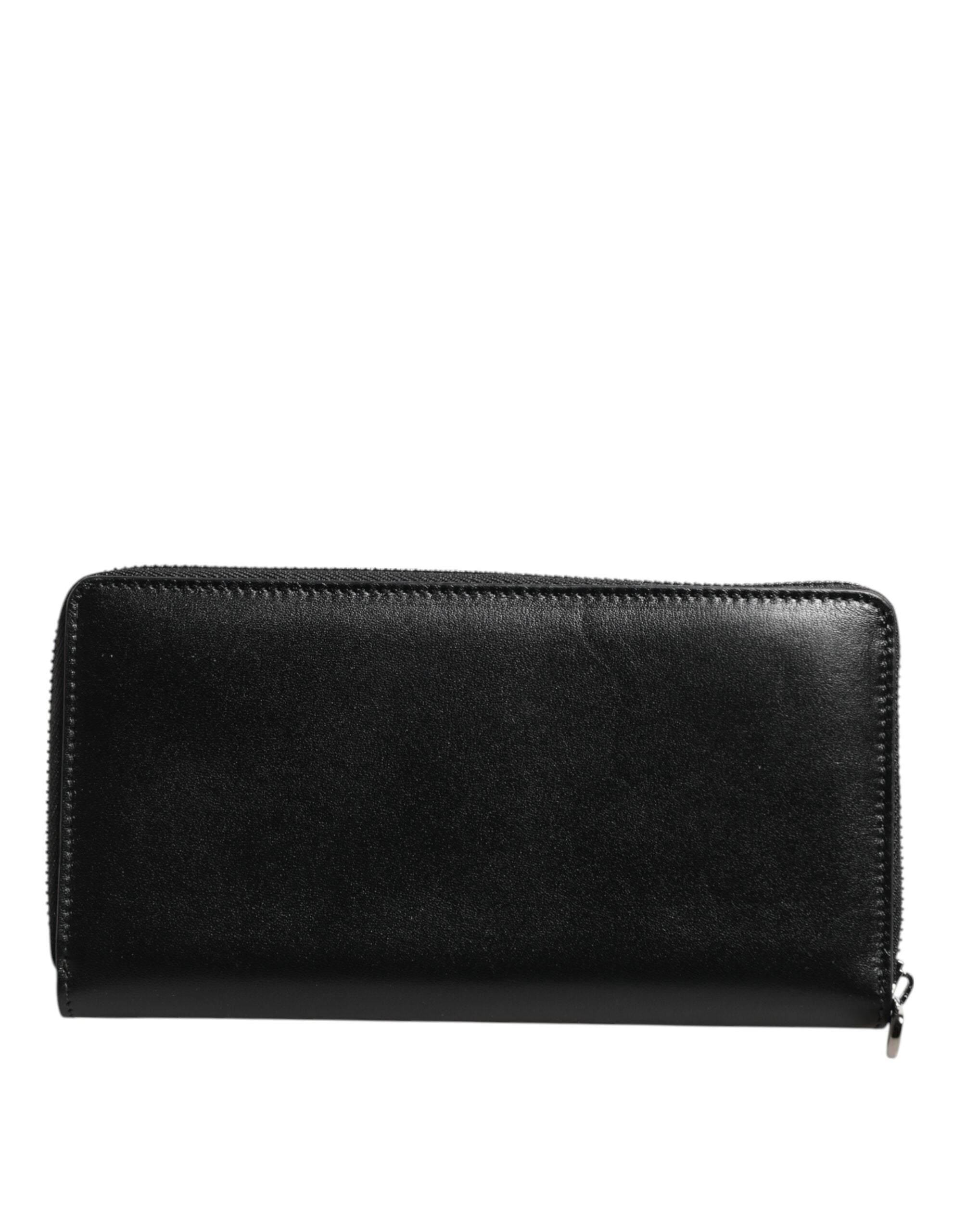 Dolce & Gabbana Black Leather Logo Plaque Zip Around Continental Wallet-4