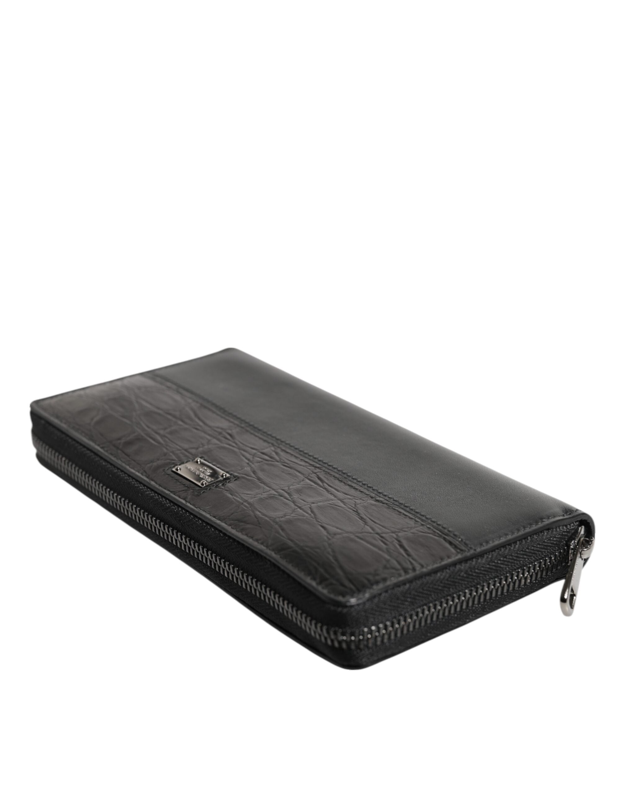 Dolce & Gabbana Black Leather Logo Plaque Zip Around Continental Wallet-5