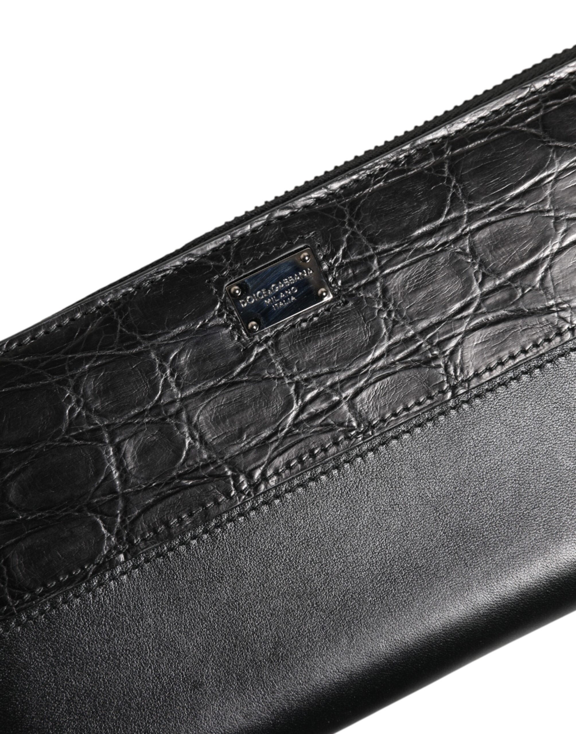 Dolce & Gabbana Black Leather Logo Plaque Zip Around Continental Wallet-6