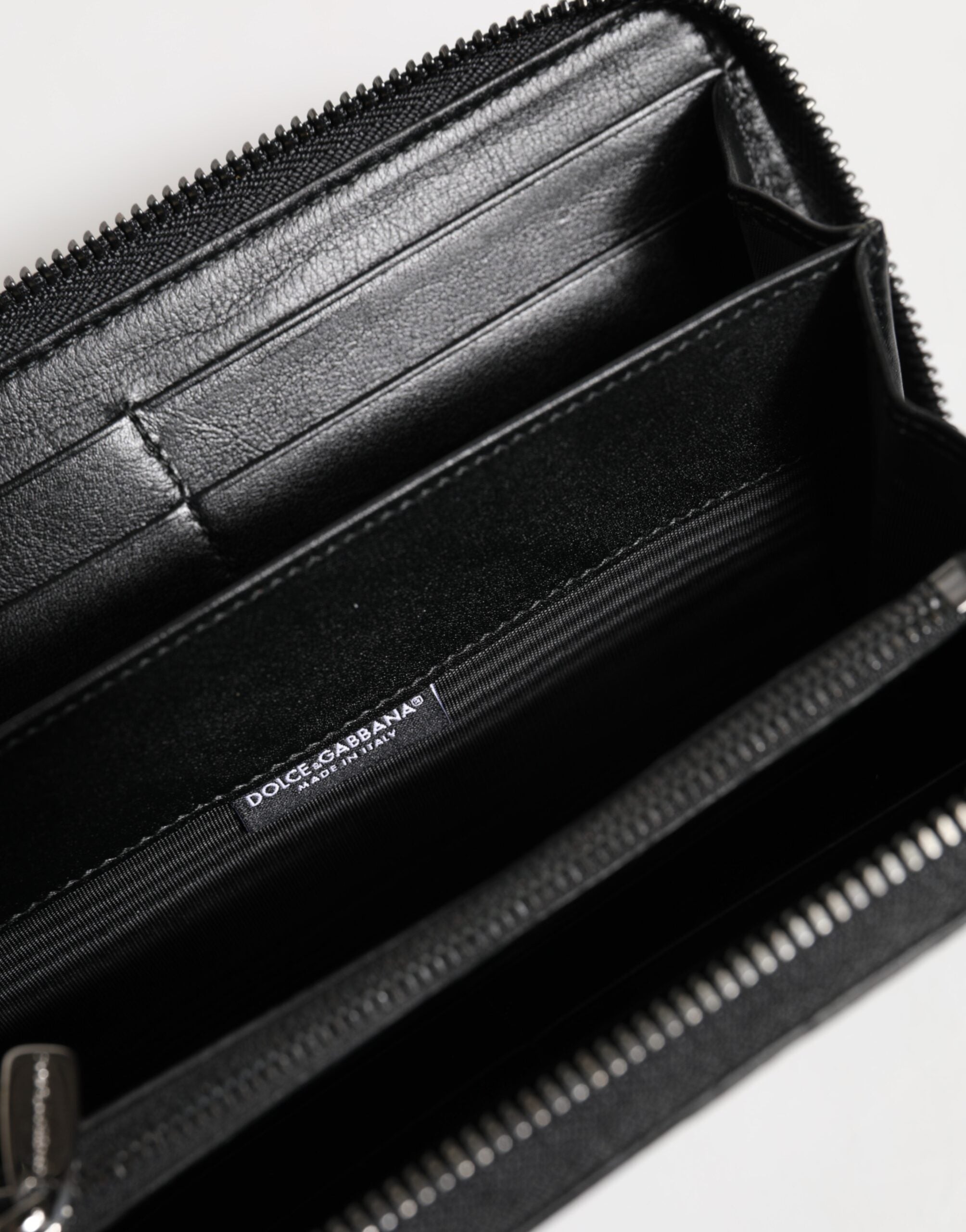 Dolce & Gabbana Black Leather Logo Plaque Zip Around Continental Wallet-7