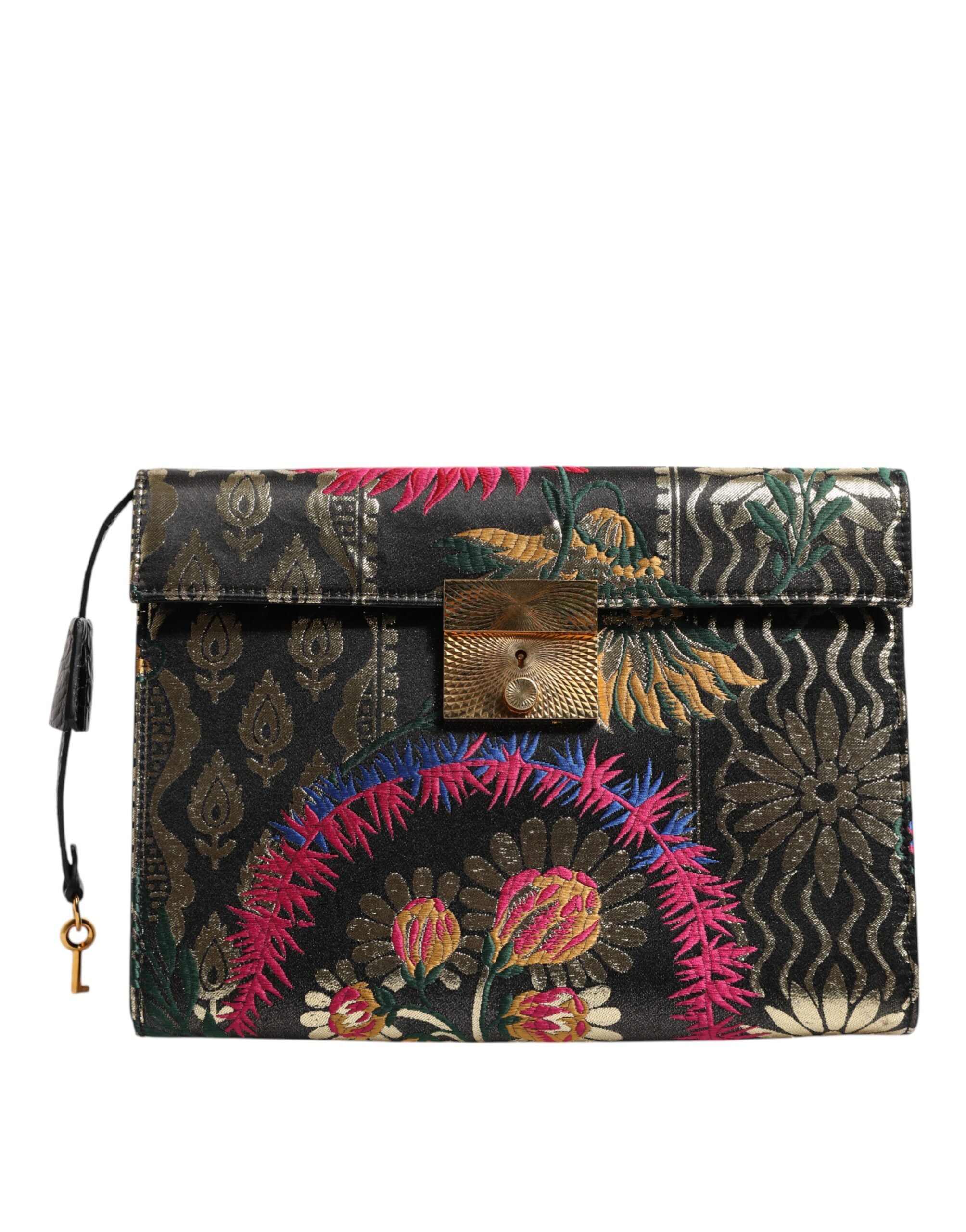 Dolce & Gabbana Multicolor Jacquard Floral Dokument Aktentasche Tasche-1