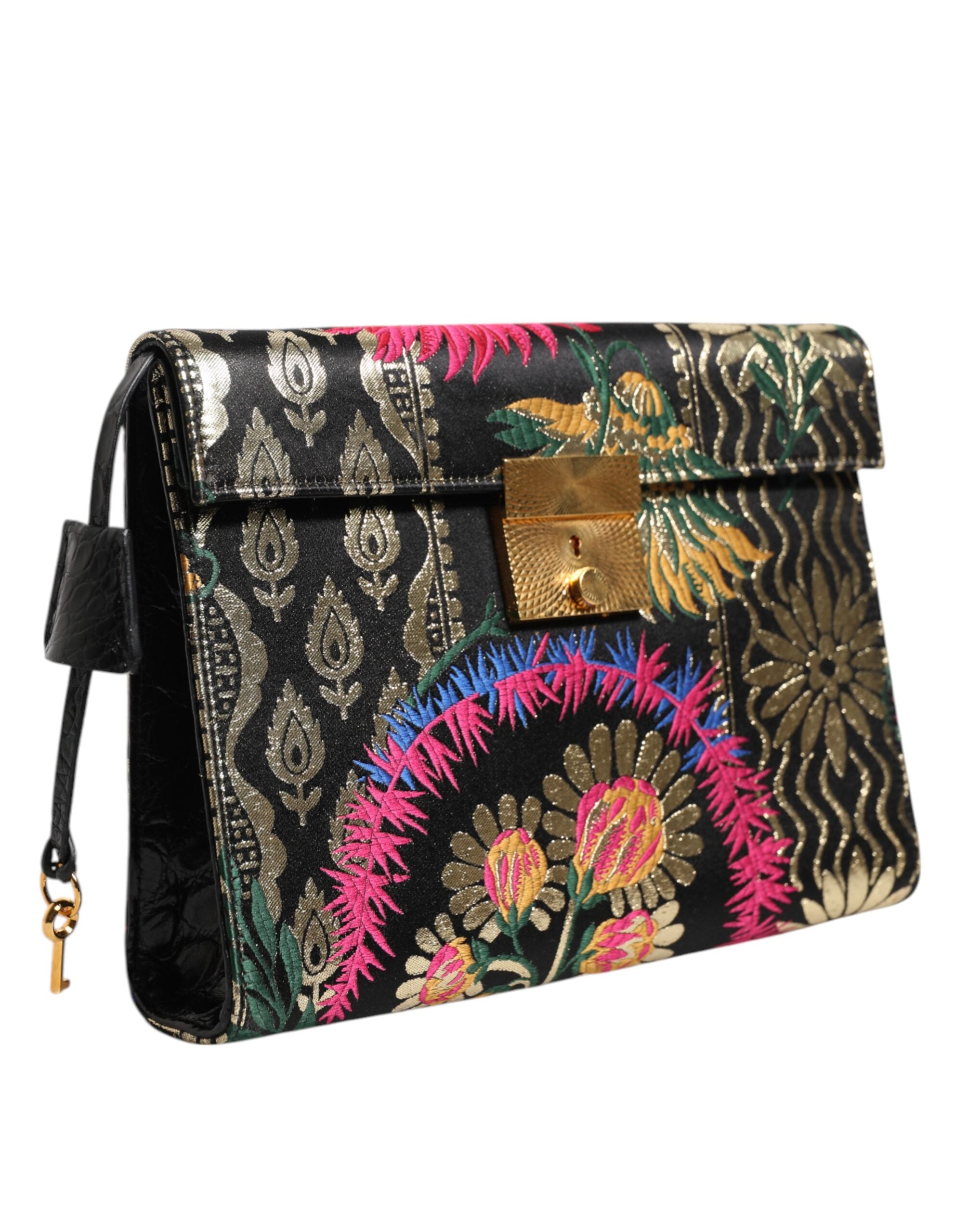 Dolce & Gabbana Multicolor Jacquard Floral Dokument Aktentasche Tasche-3