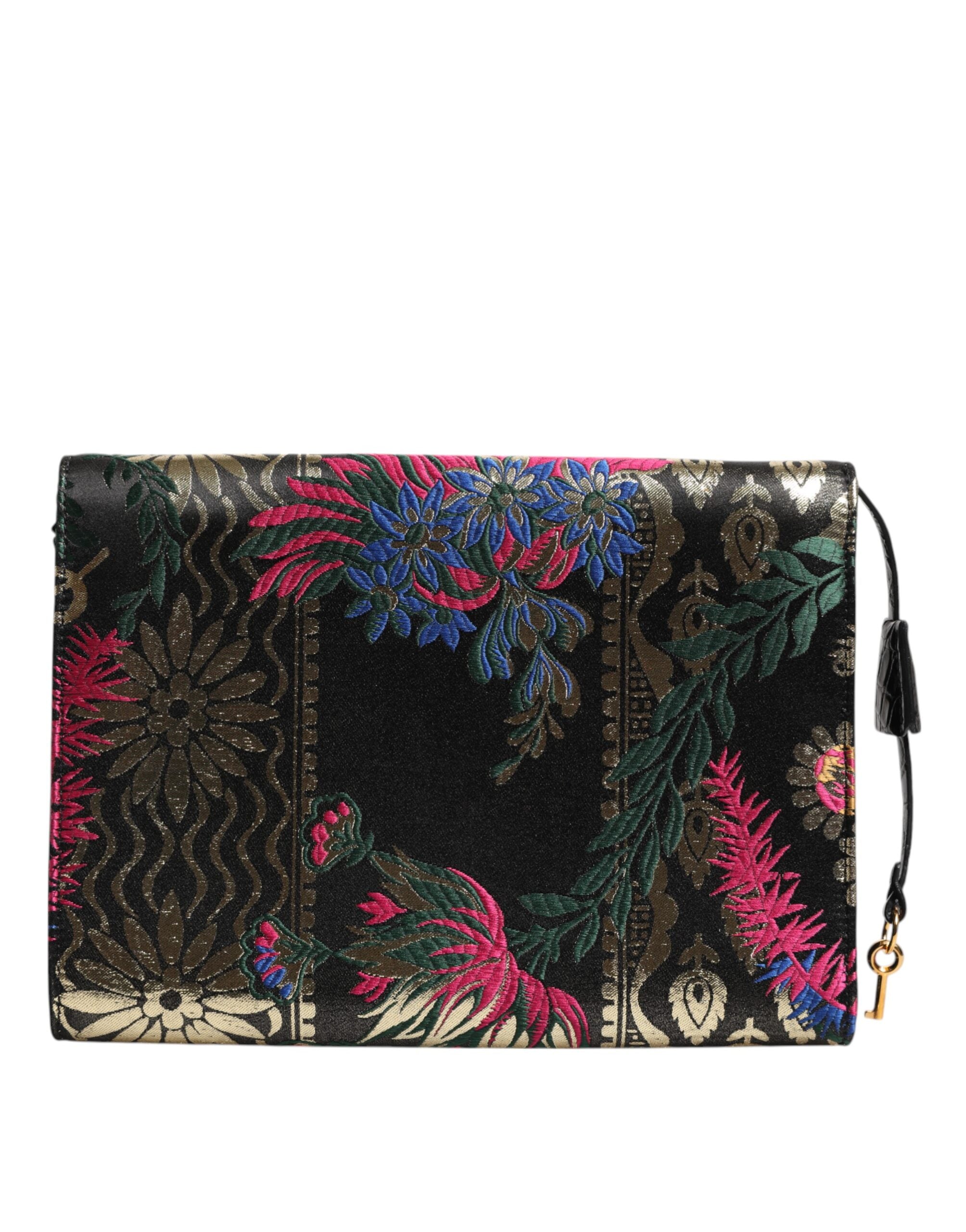 Dolce & Gabbana Multicolor Jacquard Floral Dokument Aktentasche Tasche-4