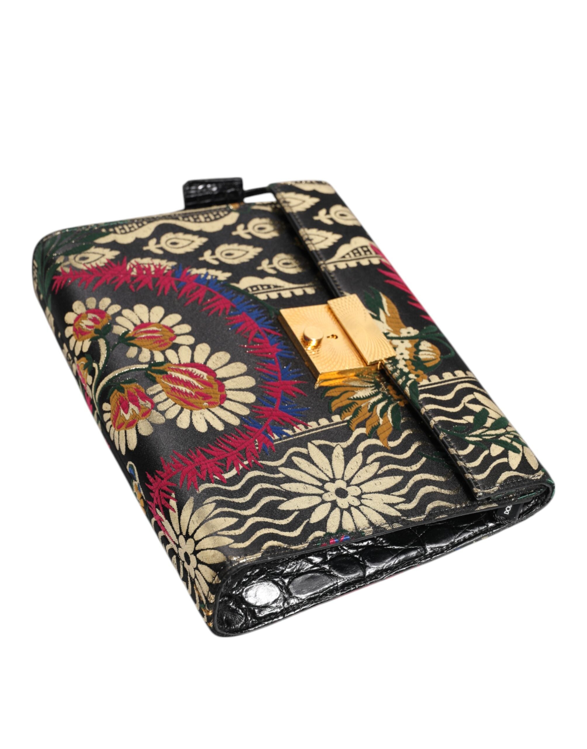 Dolce & Gabbana Multicolor Jacquard Floral Dokument Aktentasche Tasche-5