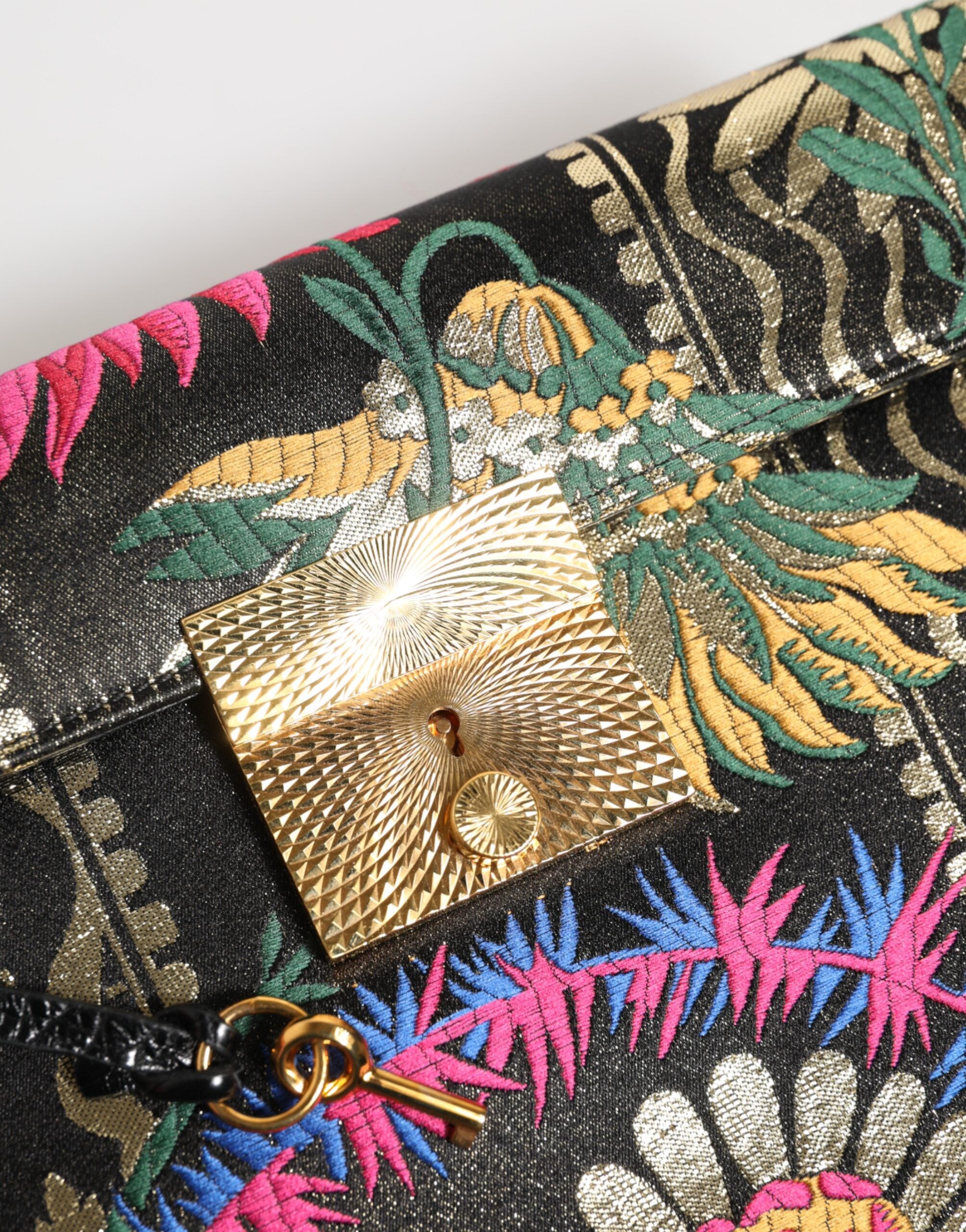 Dolce & Gabbana Multicolor Jacquard Floral Dokument Aktentasche Tasche-6