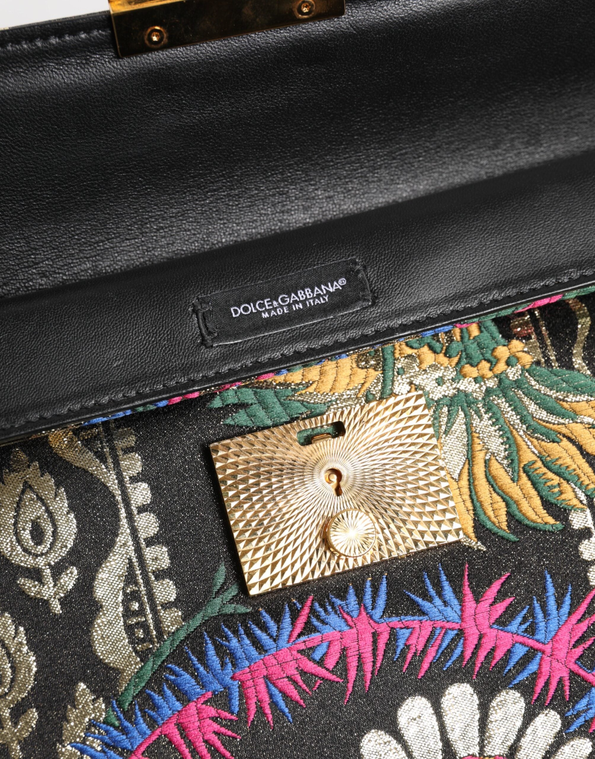 Dolce & Gabbana Multicolor Jacquard Floral Dokument Aktentasche Tasche-7