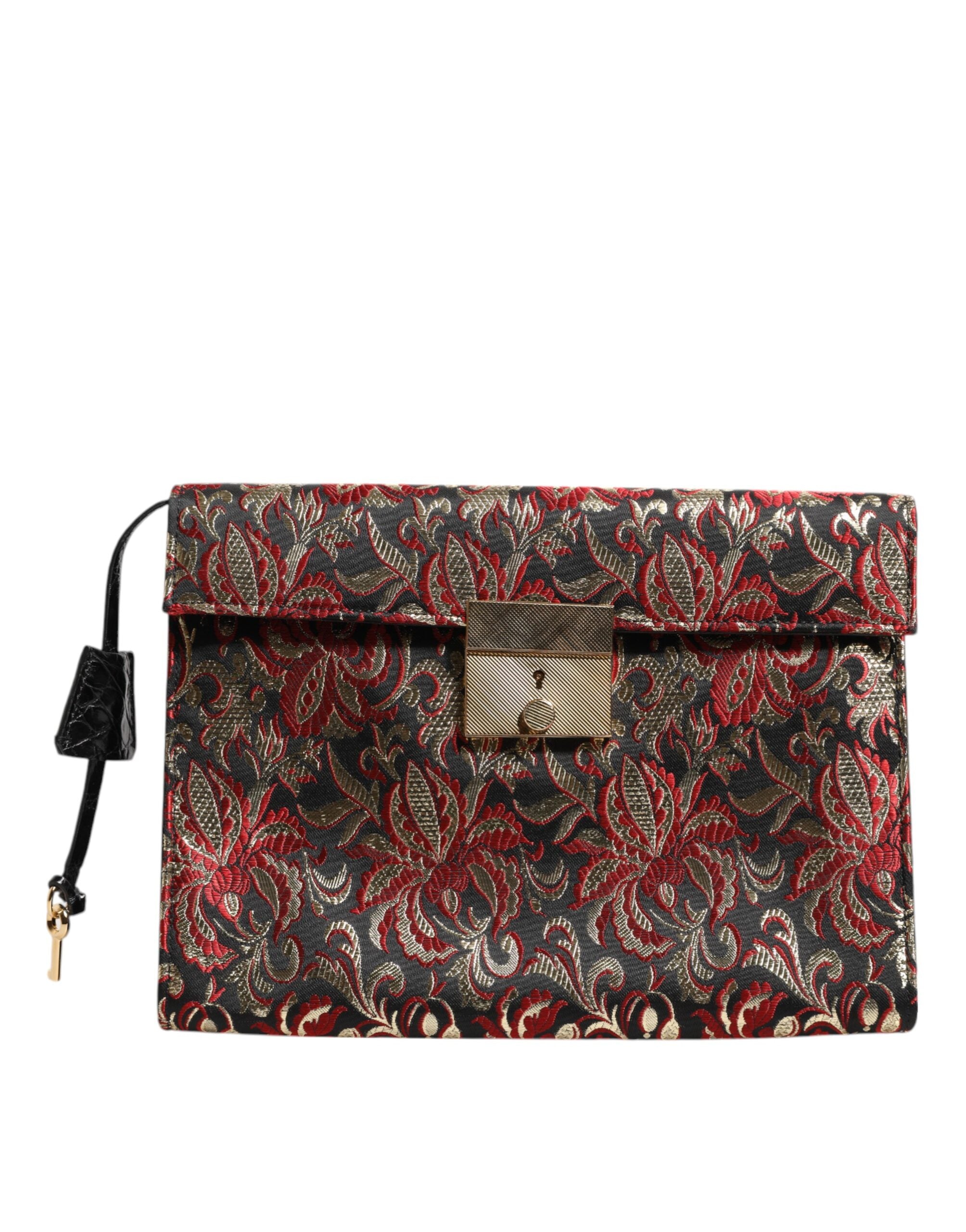 Dolce & Gabbana Multicolor Jacquard Floral Document Briefcase Bag-2