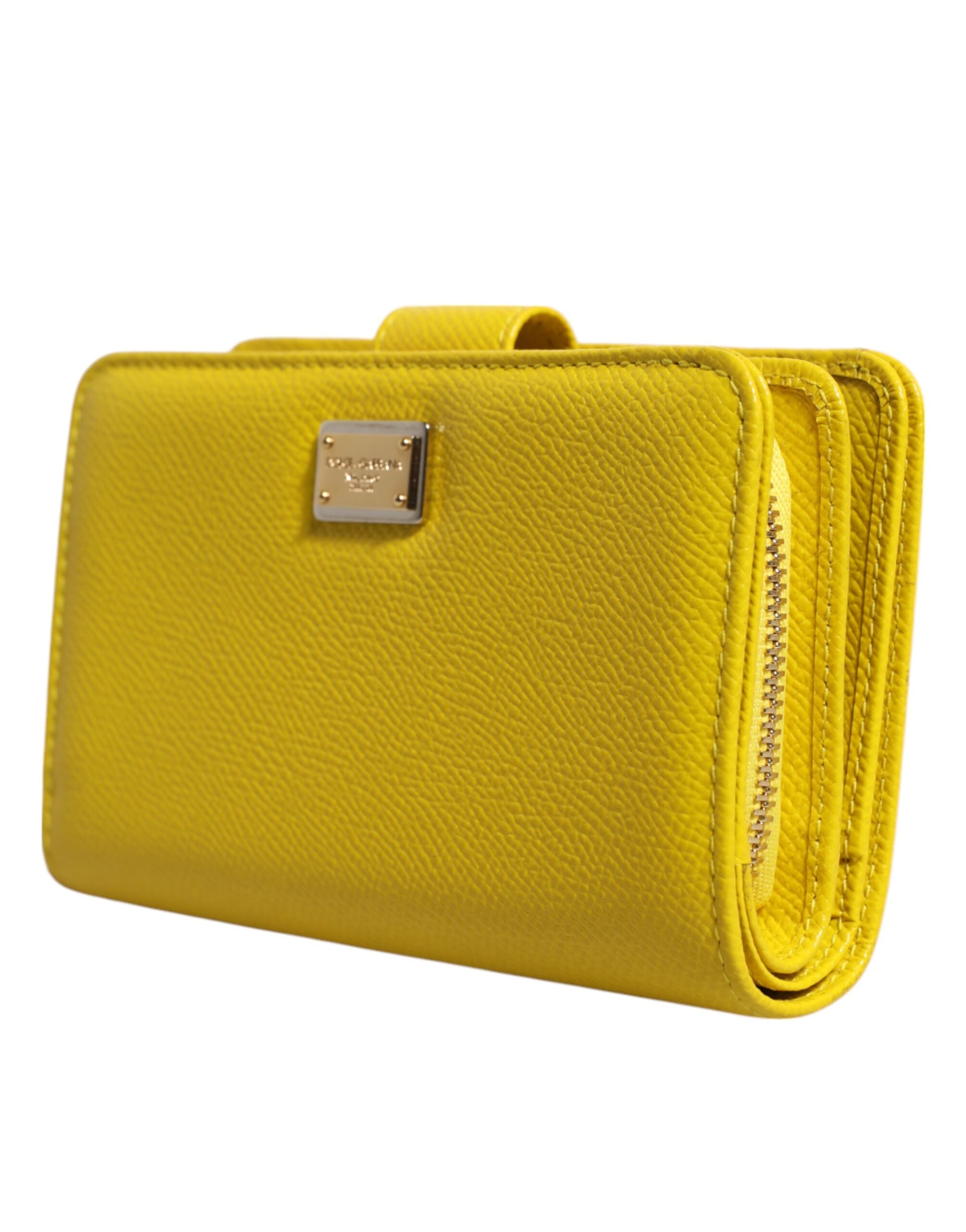 Dolce & Gabbana Yellow Leather Bifold Continental Clutch Wallet-3