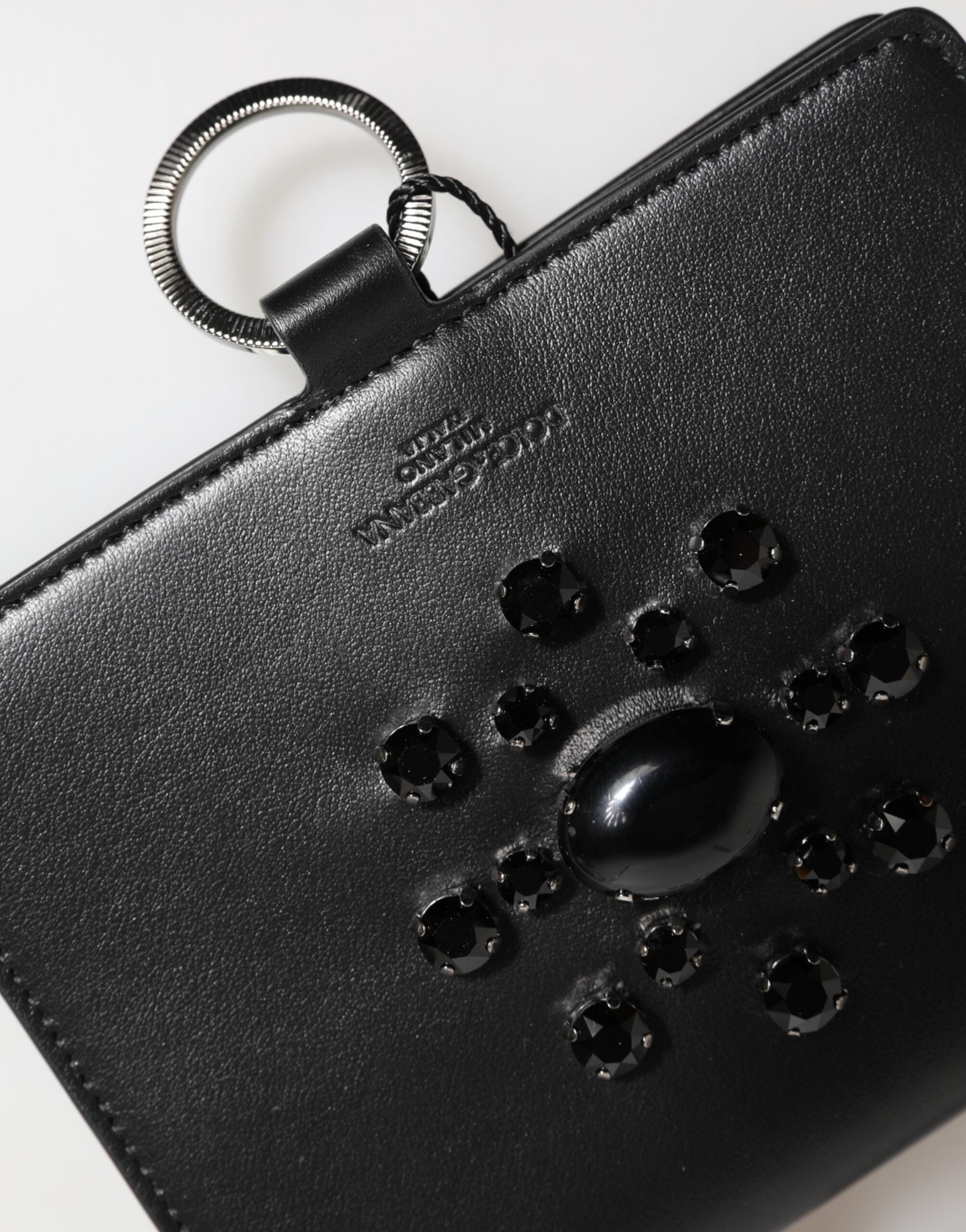 Dolce & Gabbana Schwarzes Leder Crystal verschönert Kartenhalter Brieftasche-7