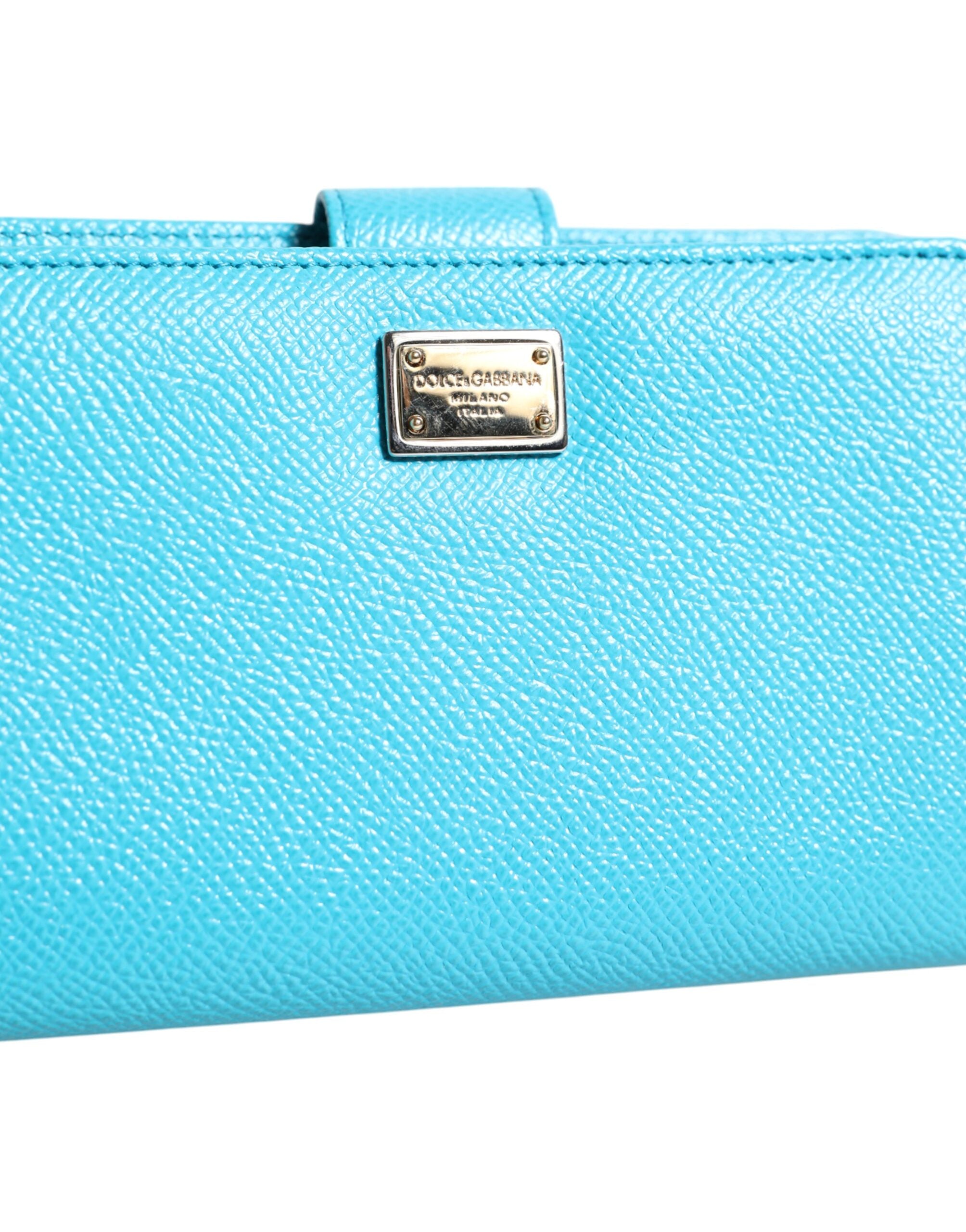 Dolce & Gabbana Light Blue Leather Bifold Continental Clutch Wallet-3