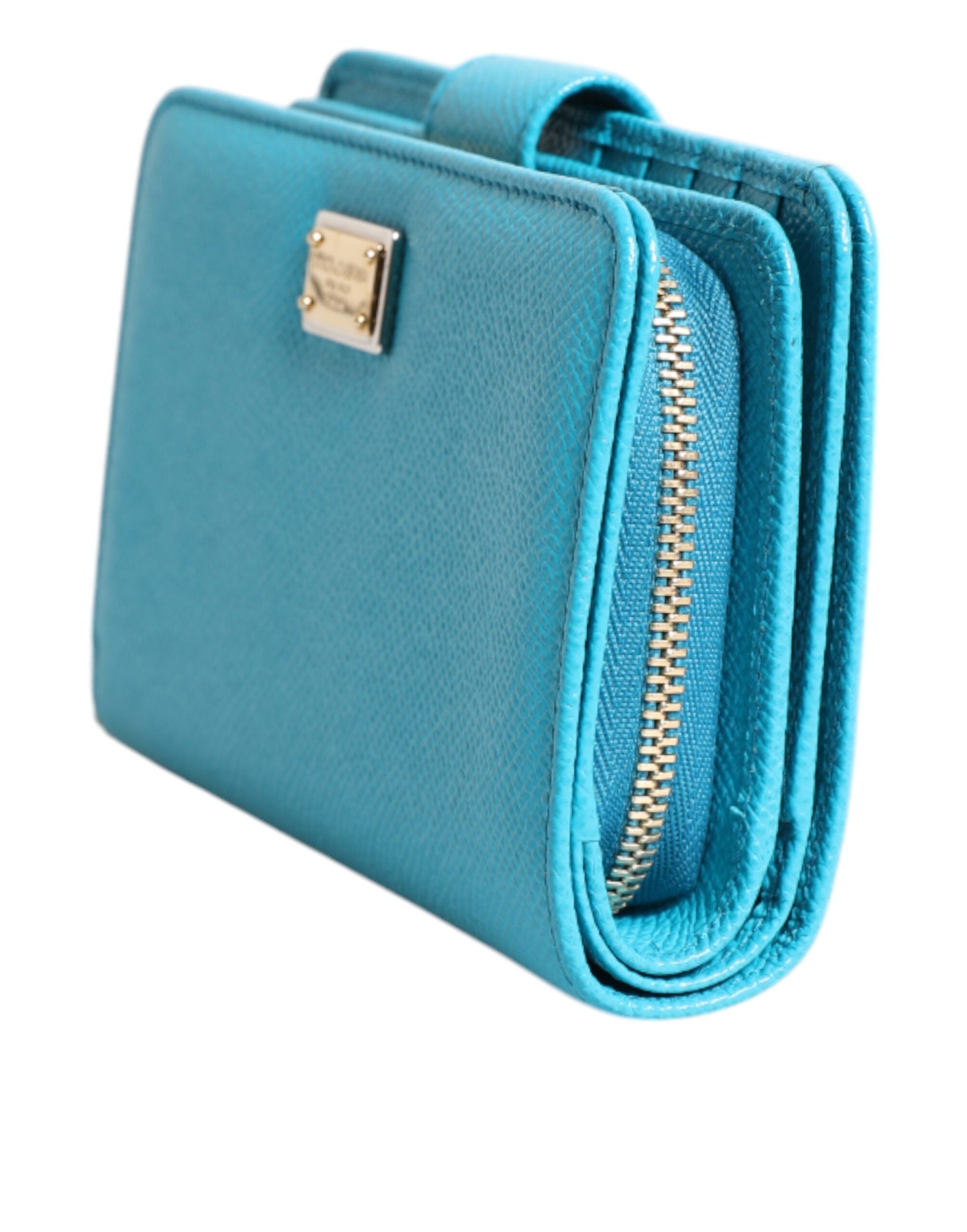 Dolce & Gabbana Light Blue Leather Bifold Continental Clutch Wallet-4