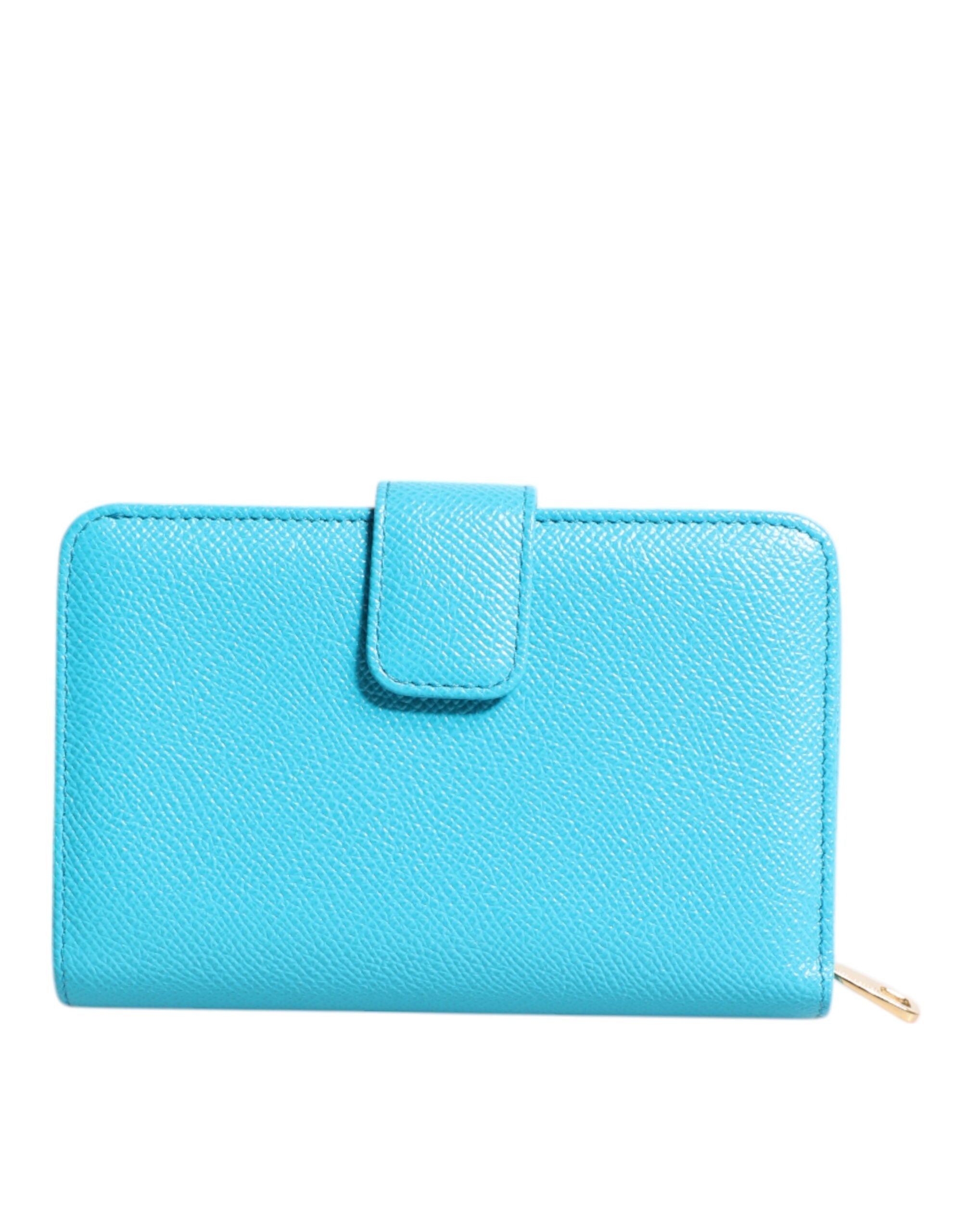 Dolce & Gabbana Light Blue Leather Bifold Continental Clutch Wallet-5