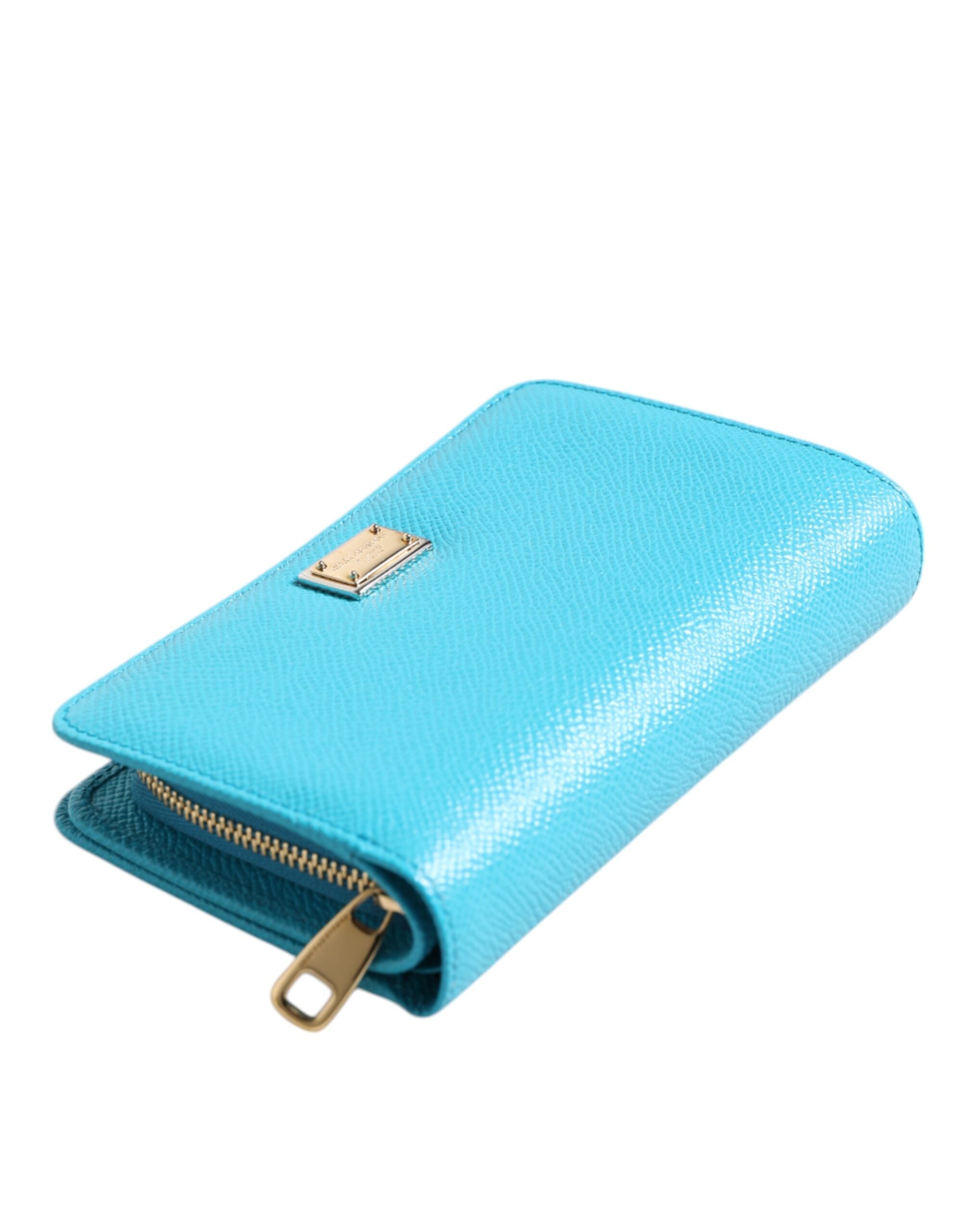 Dolce & Gabbana Light Blue Leather Bifold Continental Clutch Wallet-6