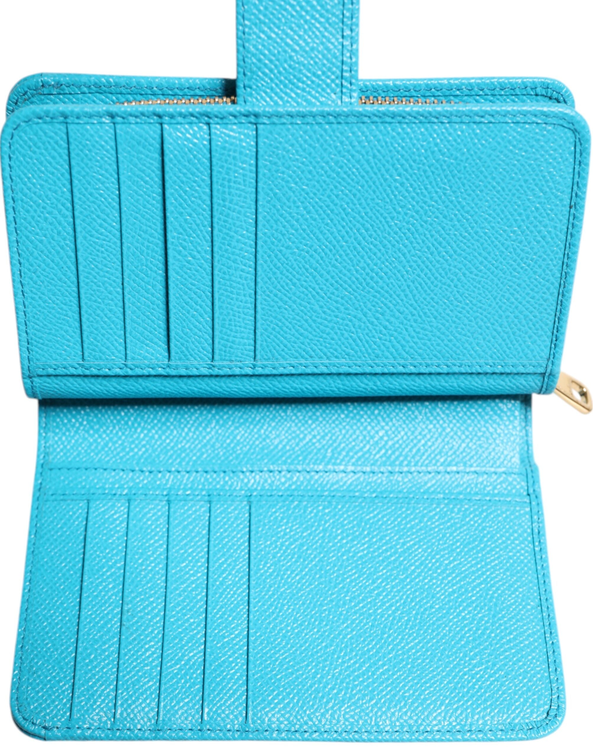Dolce & Gabbana Light Blue Leather Bifold Continental Clutch Wallet-8