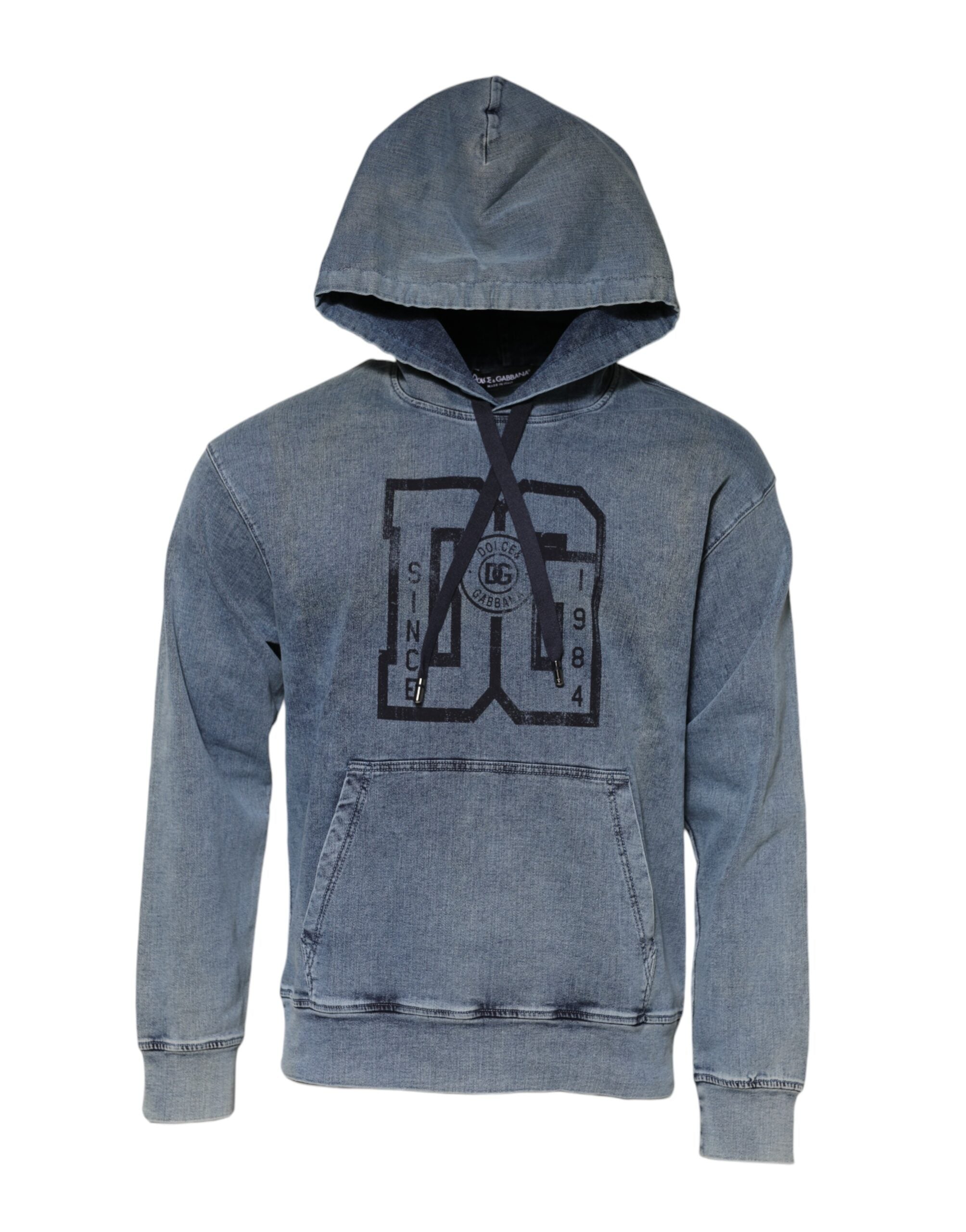 Dolce & Gabbana Blaues Sweatshirt mit Kapuze aus Baumwollmischung Pullover-1