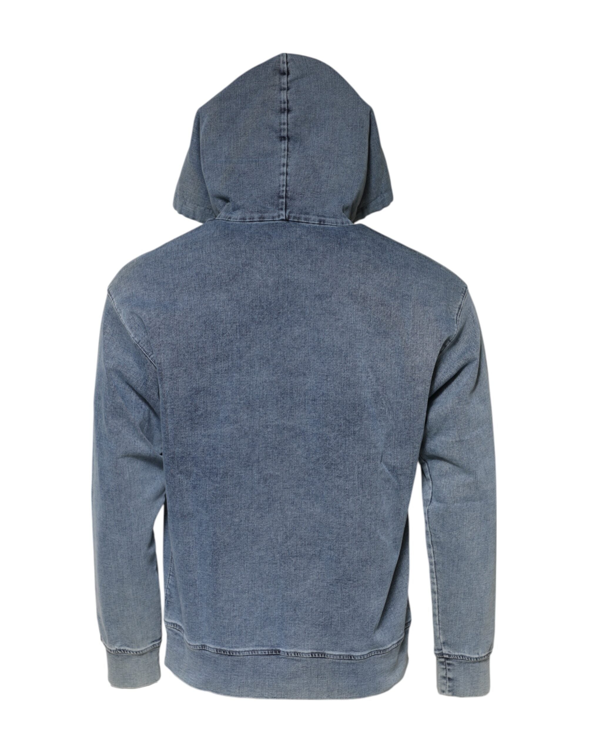 Dolce & Gabbana Blaues Sweatshirt mit Kapuze aus Baumwollmischung Pullover-3