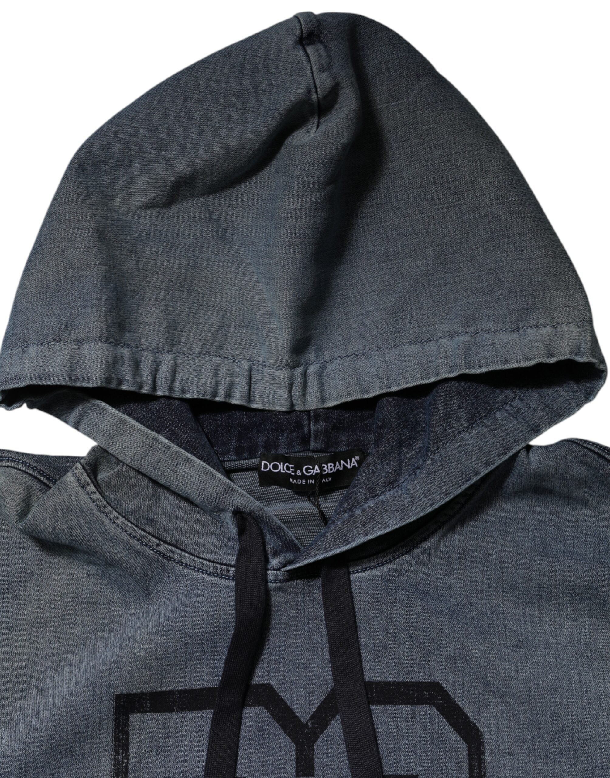 Dolce & Gabbana Blaues Sweatshirt mit Kapuze aus Baumwollmischung Pullover-4