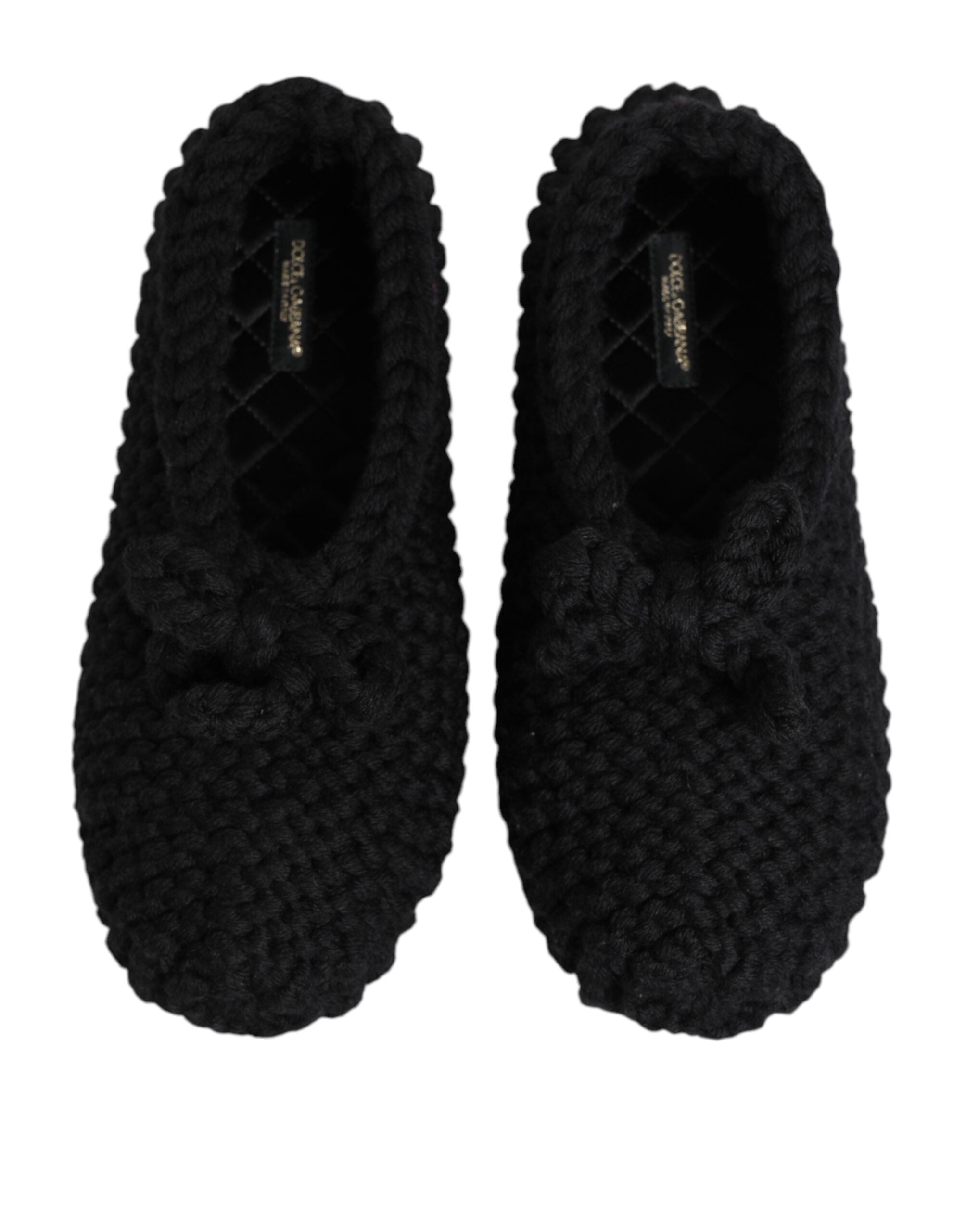 Bailarinas sin cordones de punto de lana negra de Dolce & Gabbana-4