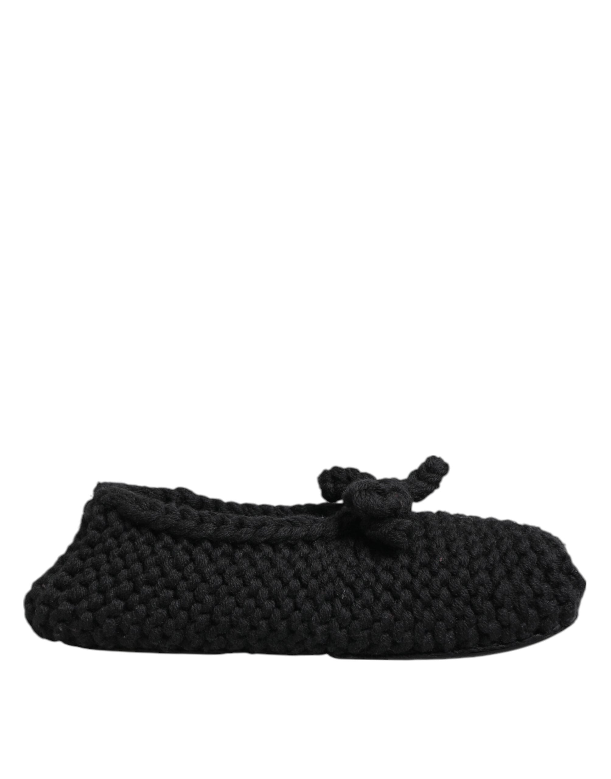 Bailarinas sin cordones de punto de lana negra de Dolce & Gabbana-2