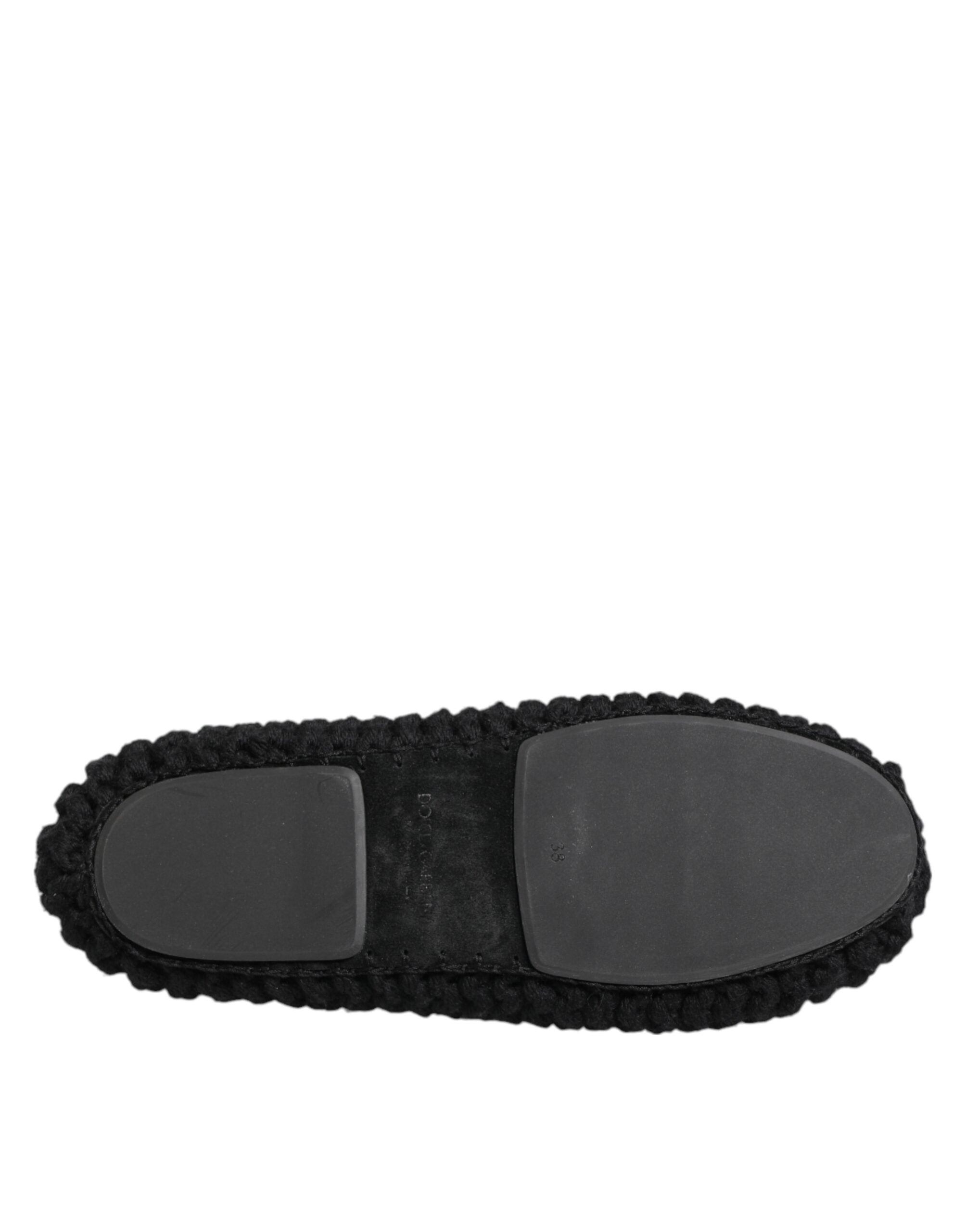 Bailarinas sin cordones de punto de lana negra de Dolce & Gabbana-8