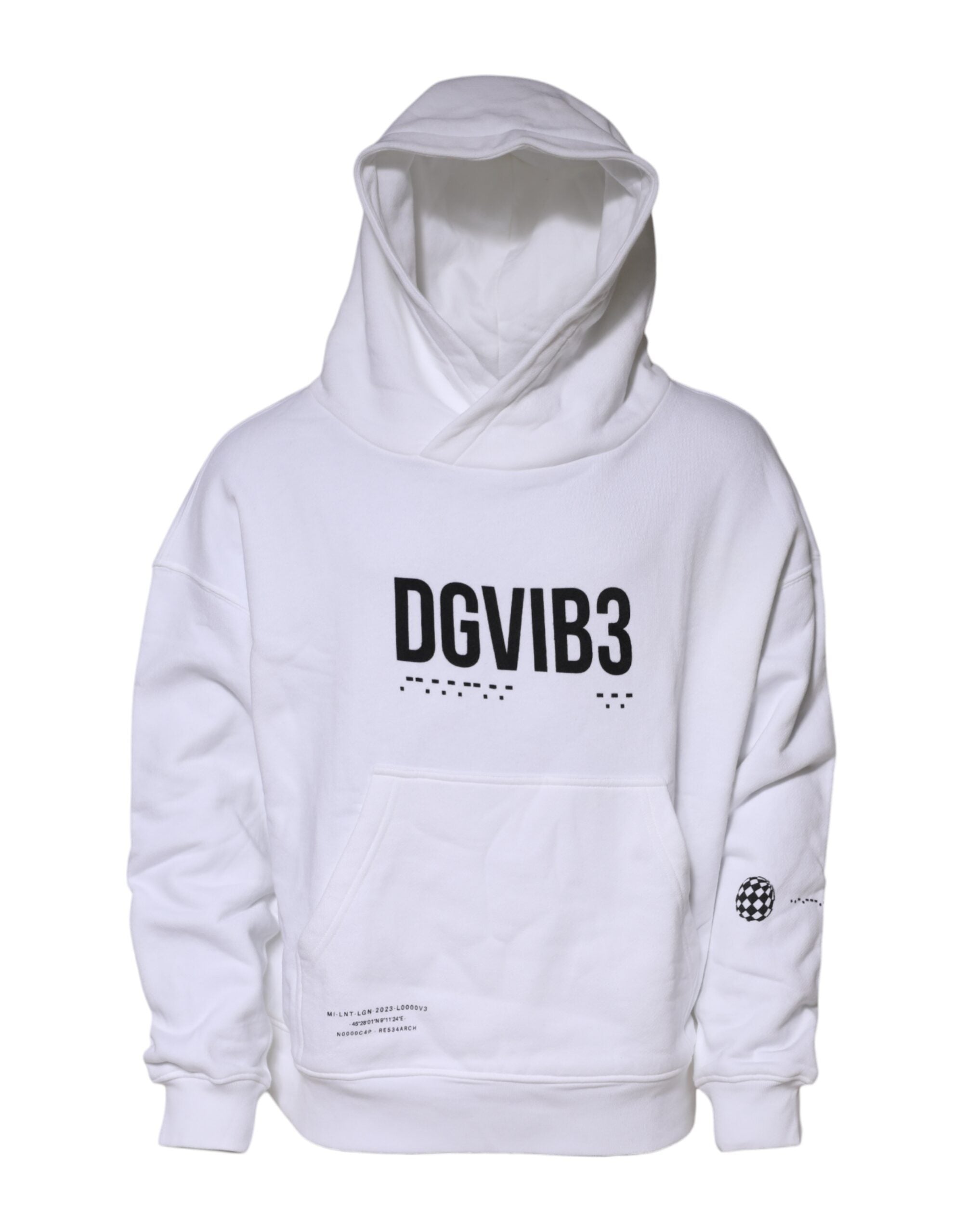 Dolce & Gabbana White DG Vib3 Men's Hooded Sweatshirt Pullover-1