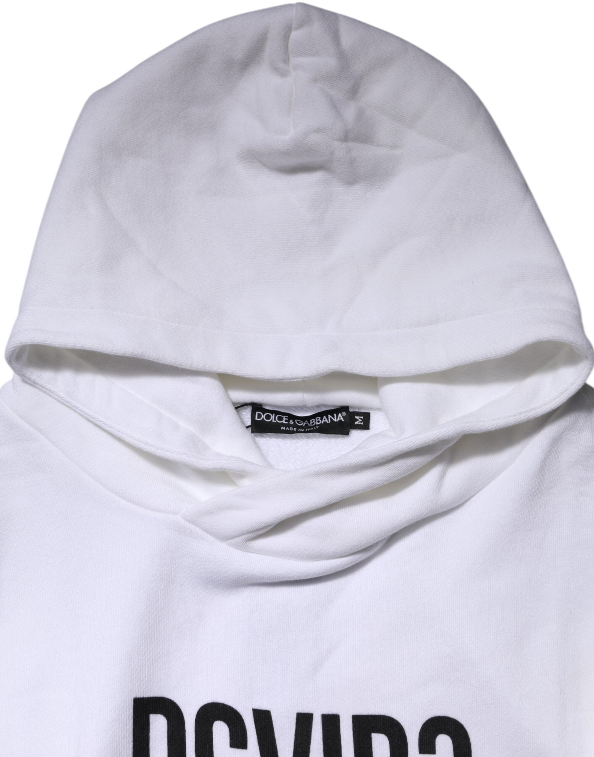 Dolce & Gabbana White DG Vib3 Men's Hooded Sweatshirt Pullover-4