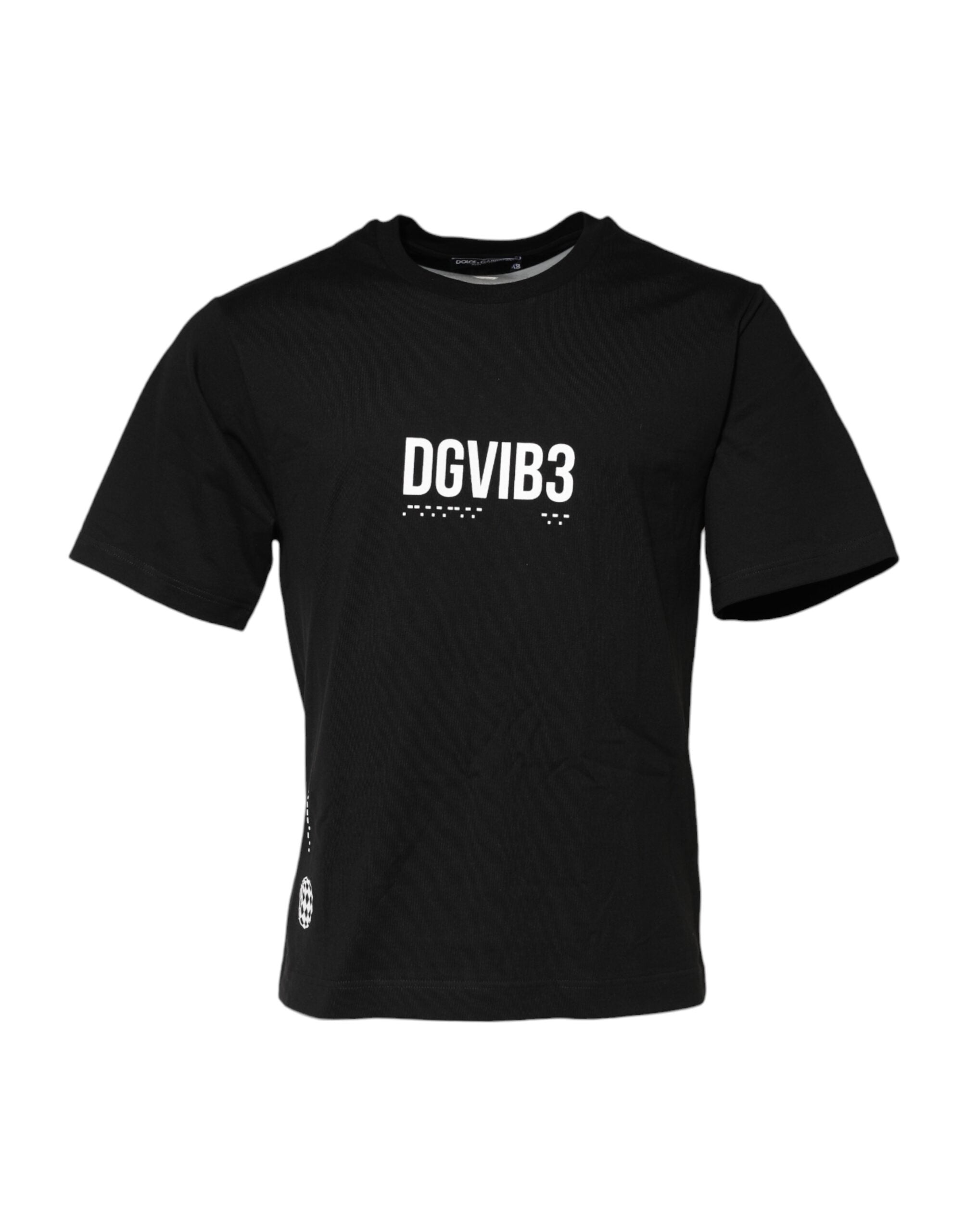 Camiseta de algodón con cuello redondo y estampado DG Vib3 de Dolce & Gabbana en negro-2