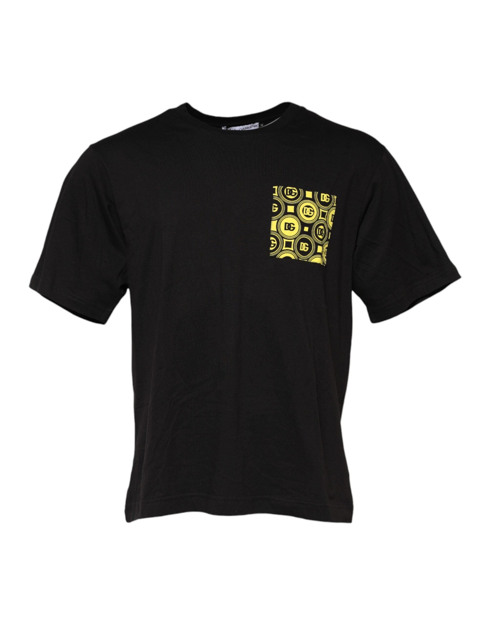 Dolce & Gabbana Schwarzes minimalistisches T-Shirt mit Rundhalsausschnitt aus Baumwolle-1