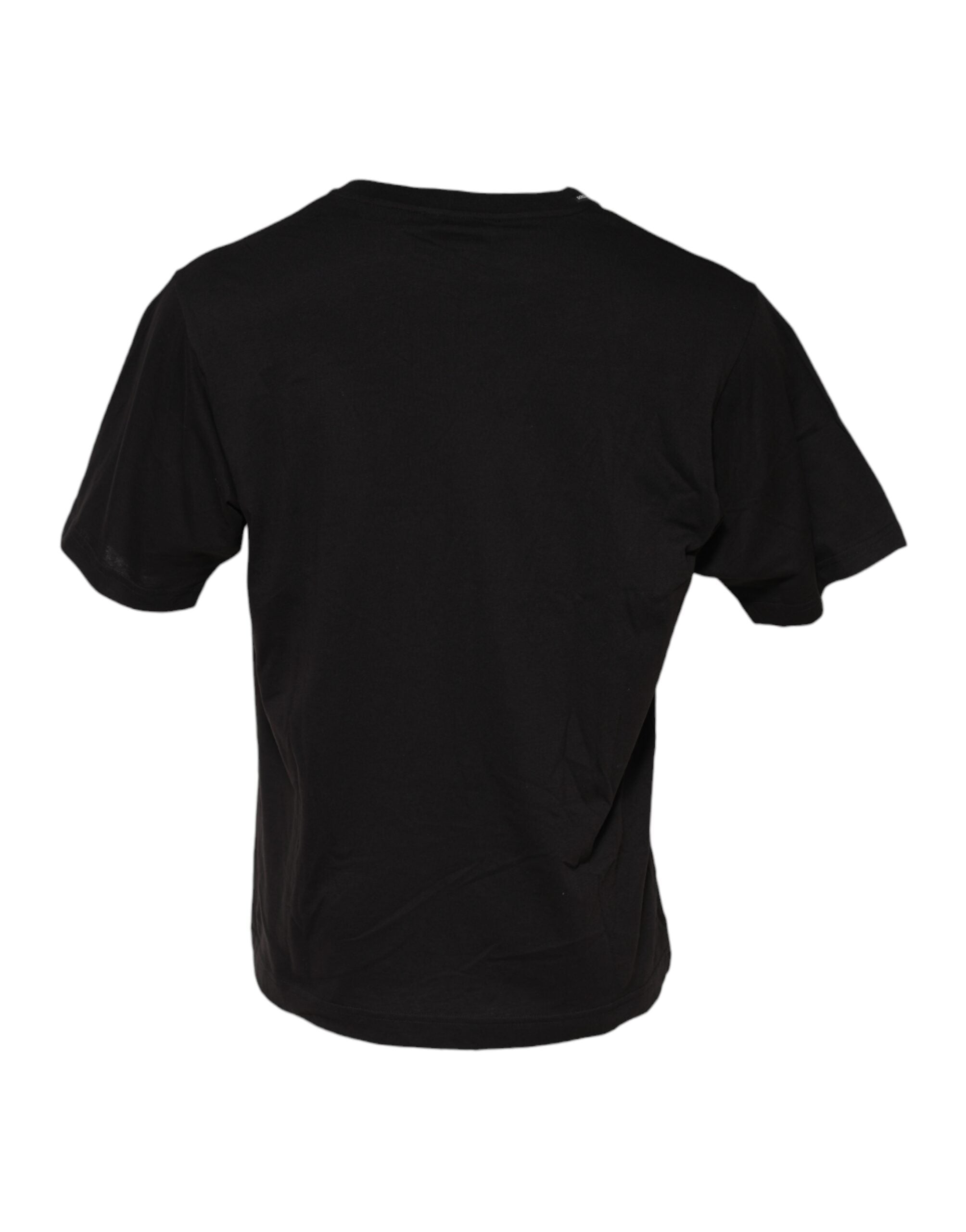 Dolce & Gabbana Schwarzes minimalistisches T-Shirt mit Rundhalsausschnitt aus Baumwolle-3