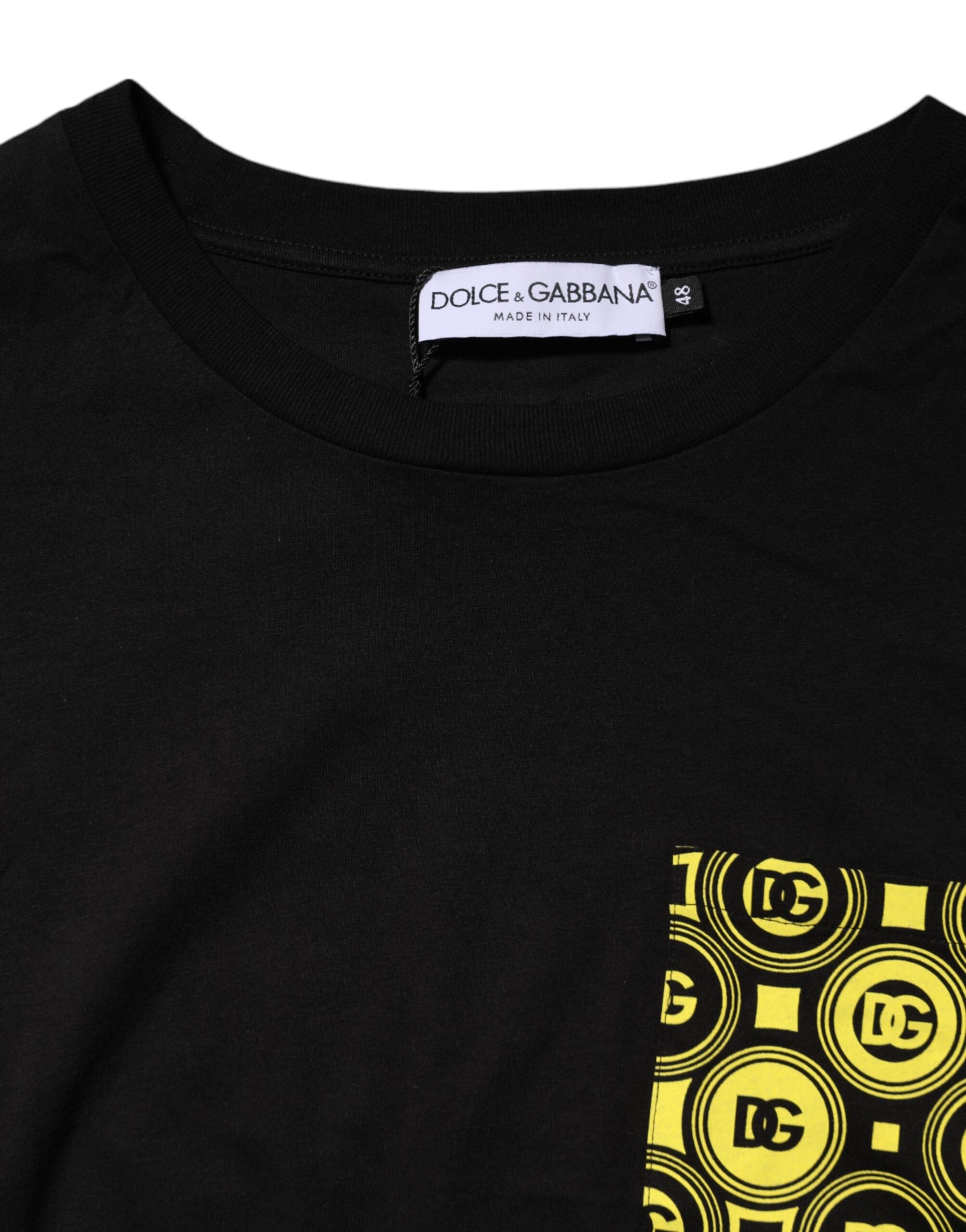 Dolce & Gabbana Schwarzes minimalistisches T-Shirt mit Rundhalsausschnitt aus Baumwolle-4