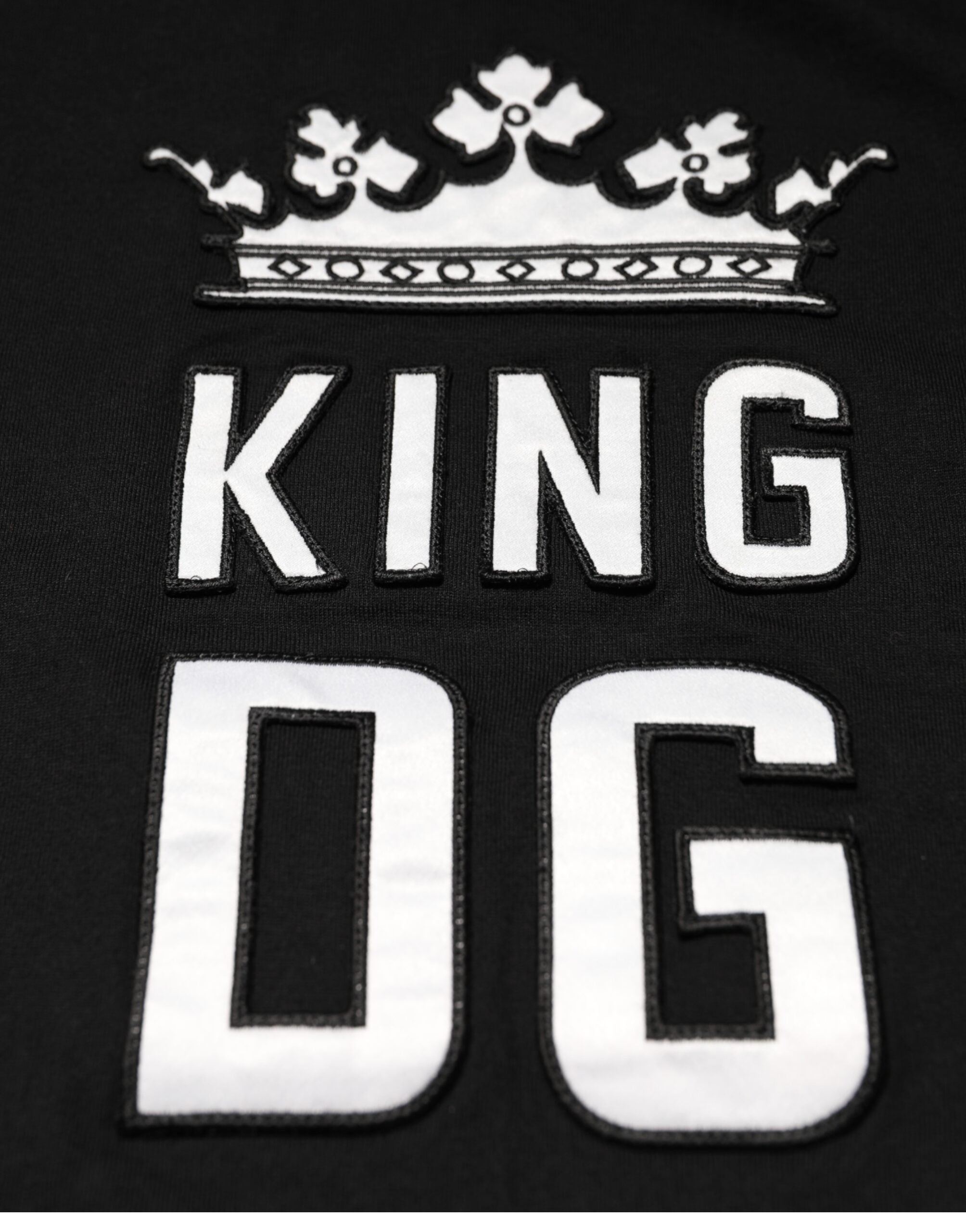 Camiseta negra de algodón con cuello redondo DG King Crown de Dolce & Gabbana-5