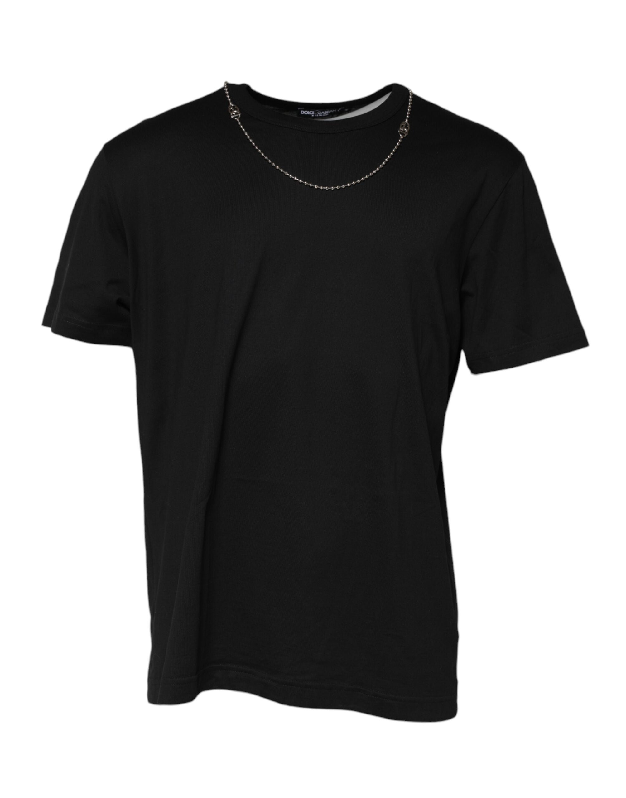 Dolce & Gabbana Schwarzes Ketten-T-Shirt aus Baumwolle mit Rundhalsausschnitt-2