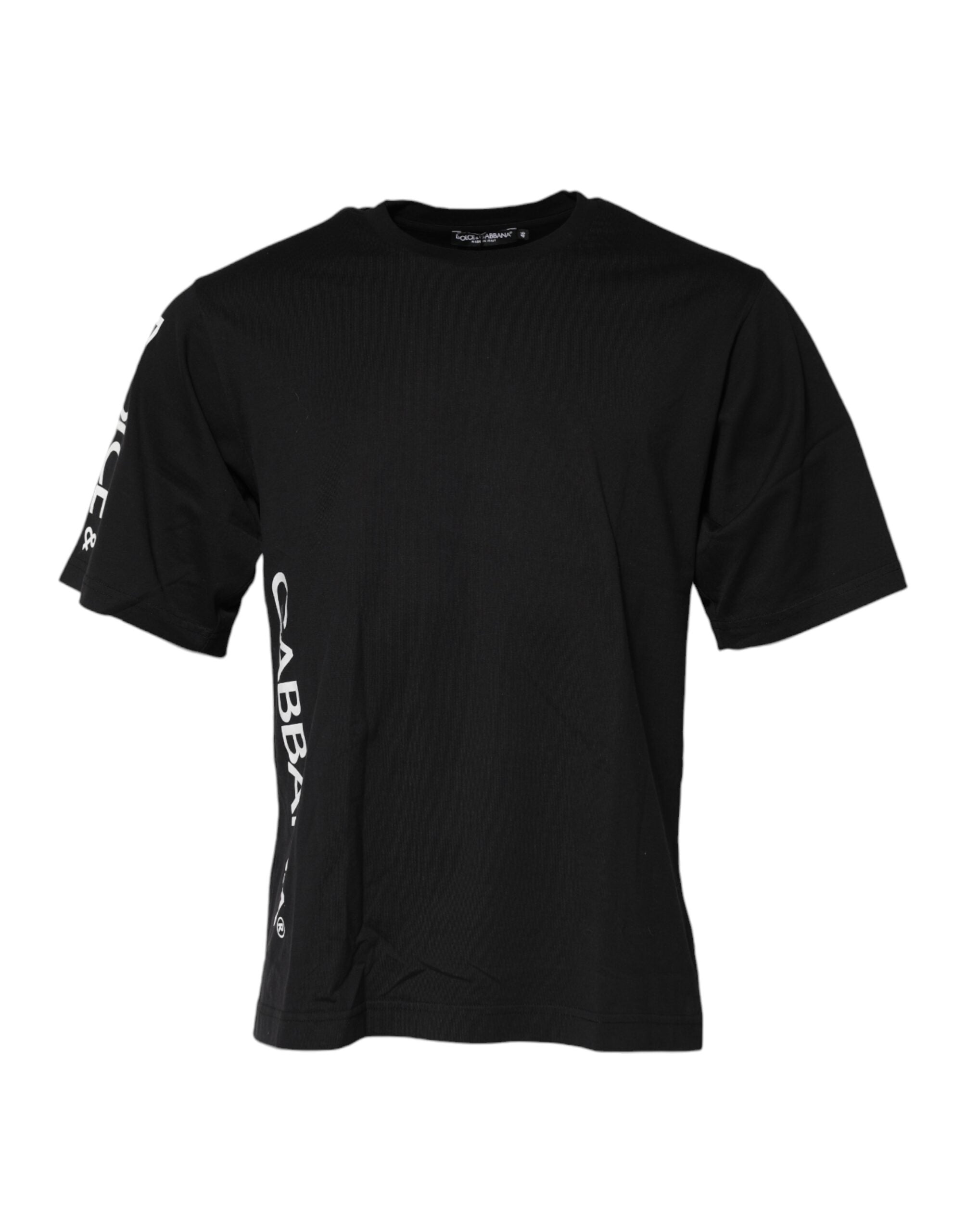 Camiseta Dolce & Gabbana de algodón con cuello redondo y estampado de logotipo negro para hombre-2