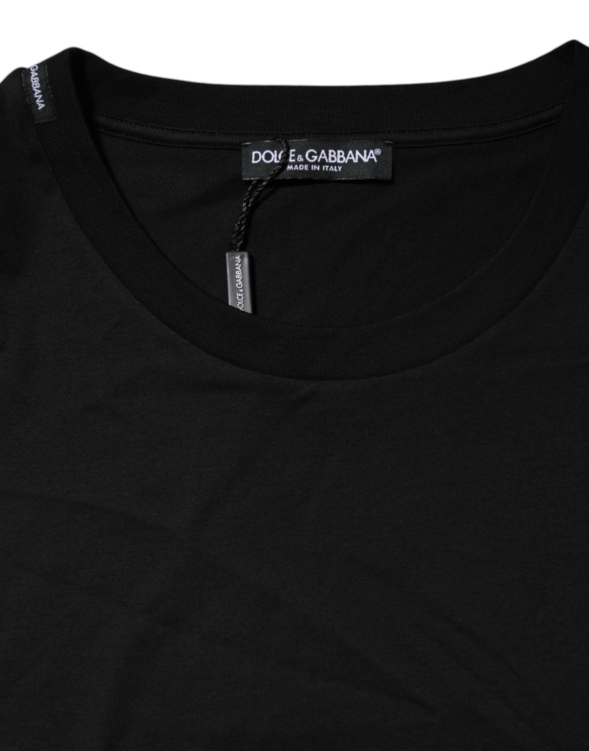 Camiseta Dolce & Gabbana de algodón negra con cuello redondo y manga corta-4
