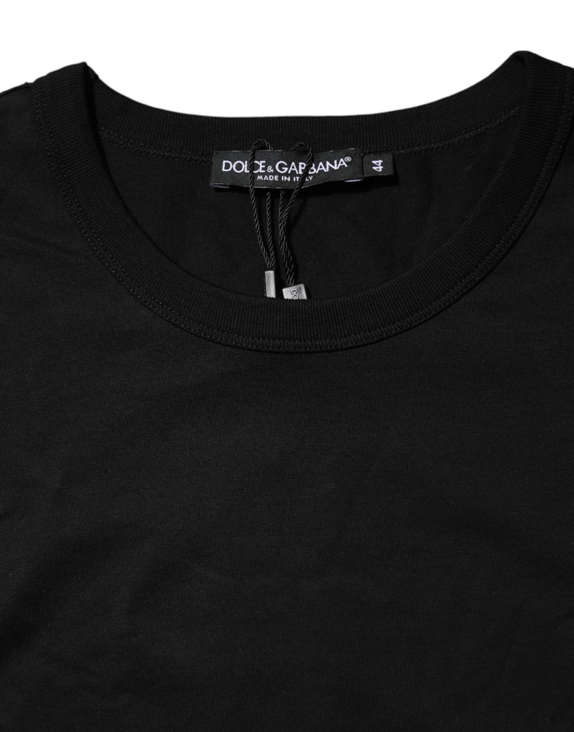 Dolce & Gabbana Black Cotton Crewneck Short-Sleeved T-Shirt-4