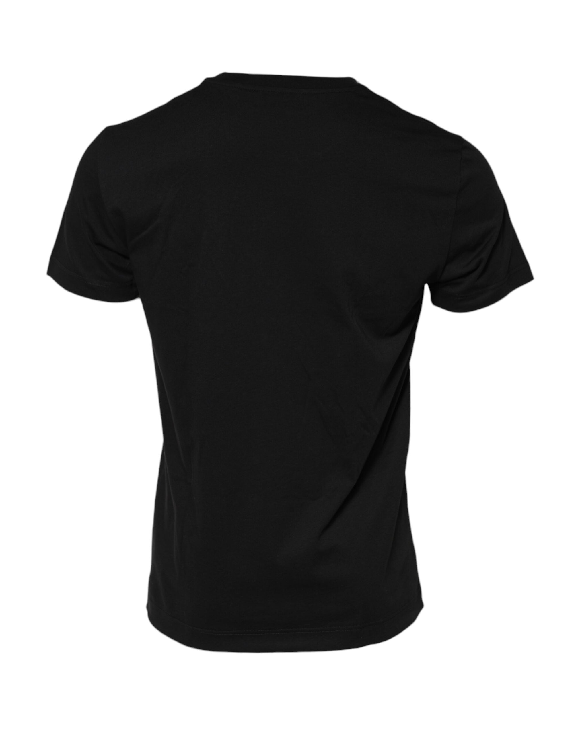 Camiseta de algodón con cuello redondo y placa del logotipo de Dolce & Gabbana en negro-3