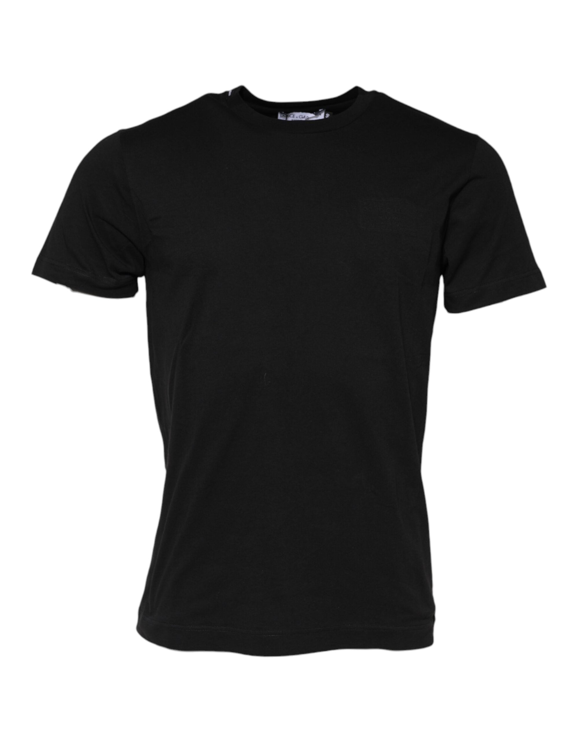 Dolce & Gabbana black cotton T-shirt with round neck and short sleeves-1
