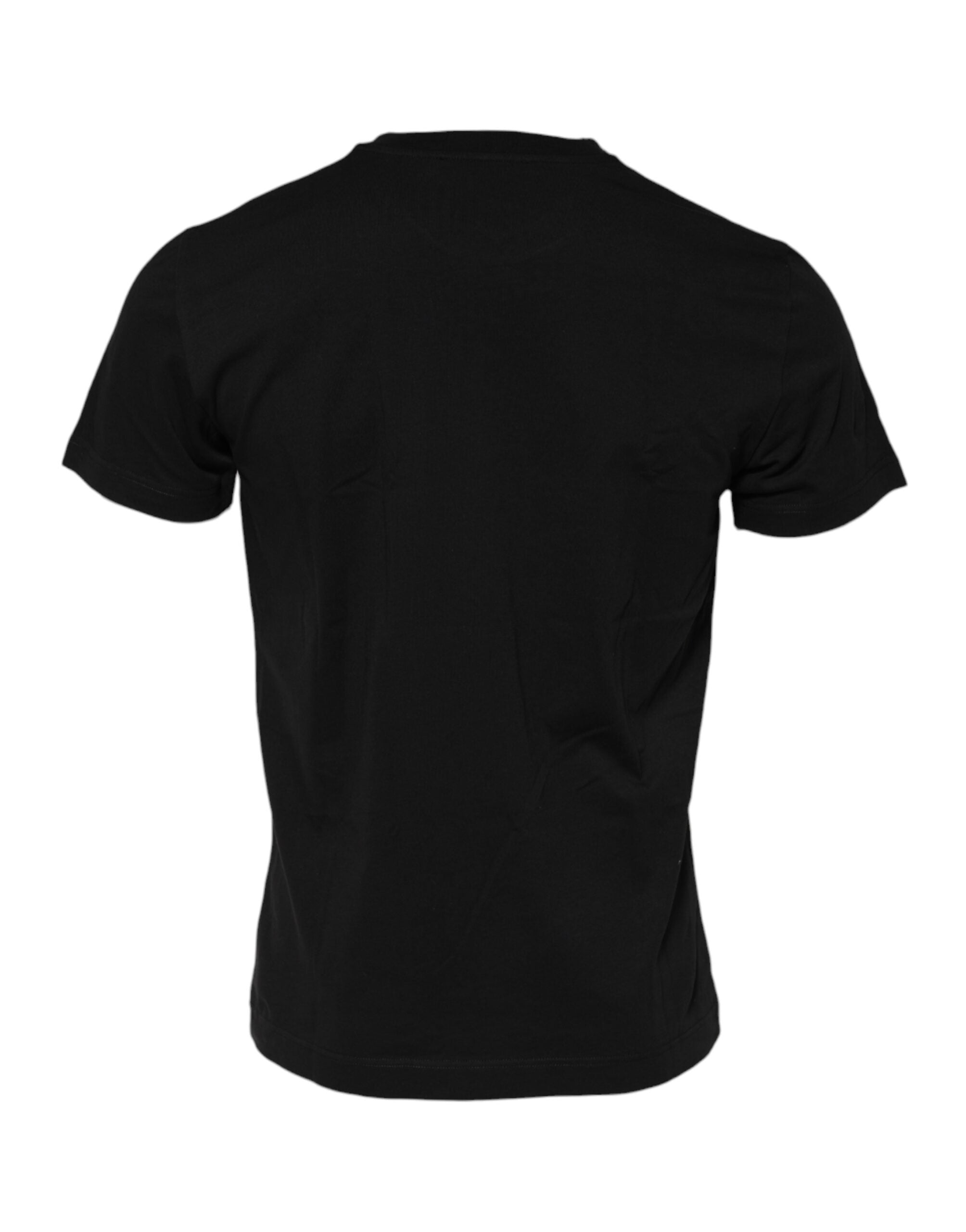 Dolce & Gabbana black cotton T-shirt with round neck and short sleeves-3