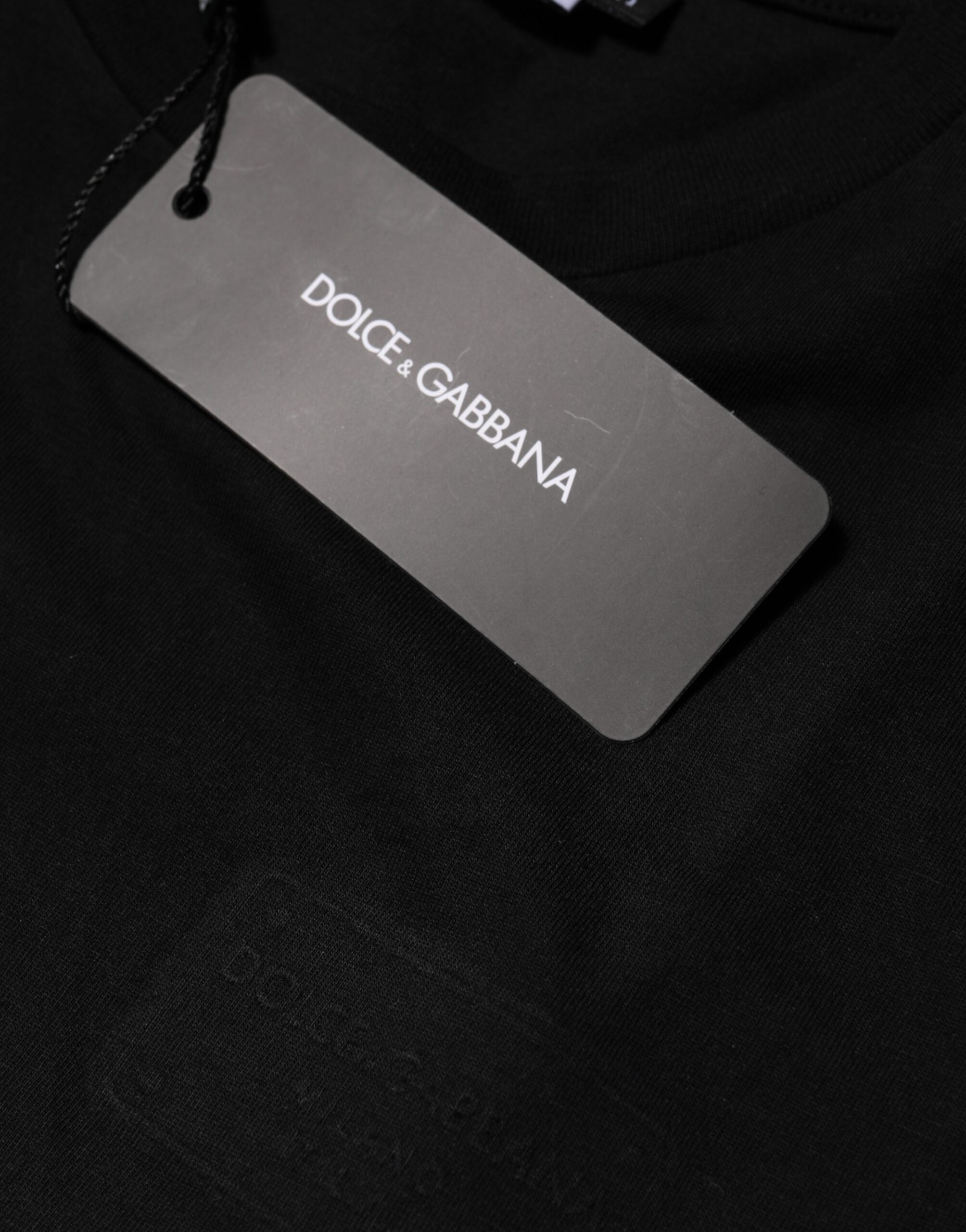 Dolce & Gabbana black cotton T-shirt with round neck and short sleeves-5